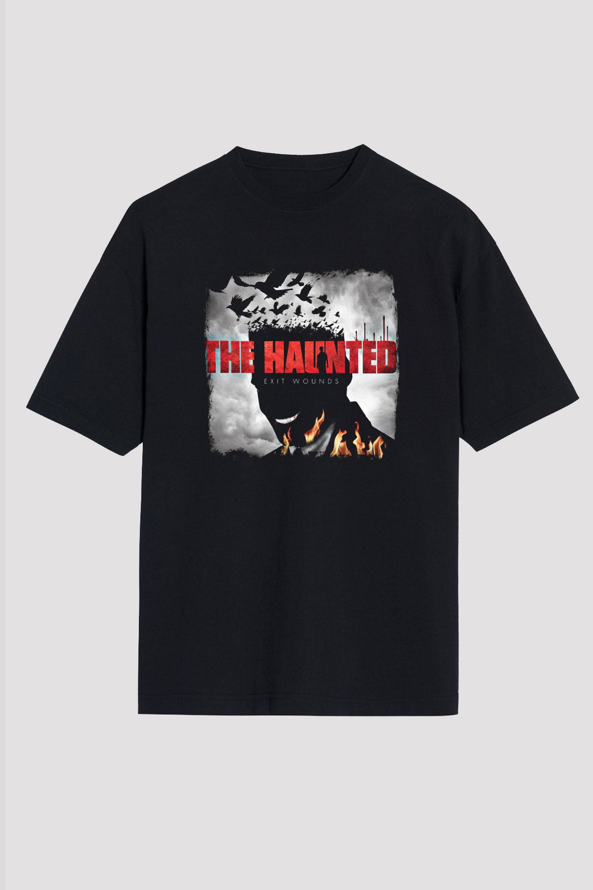 Haunted (The) Baskılı Unisex Siyah Oversize Tişört