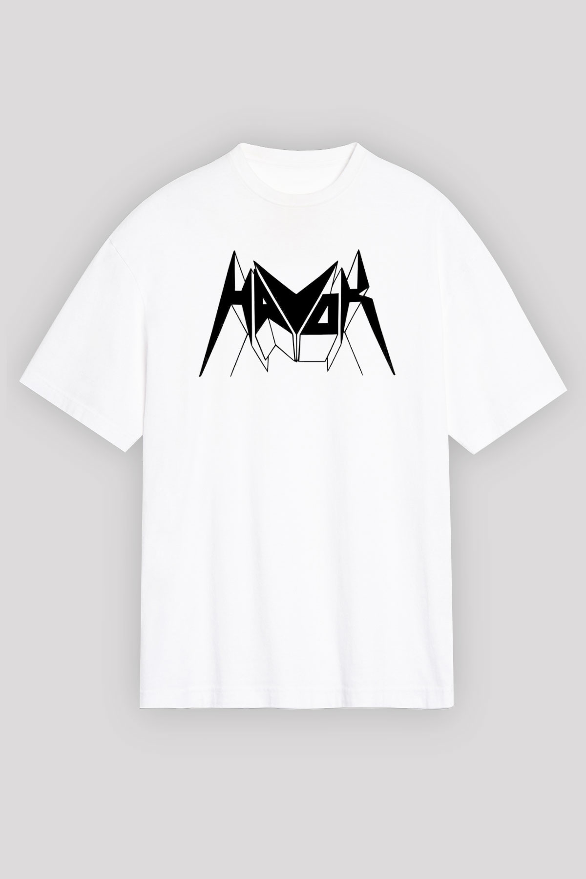 Havok Baskılı Beyaz Unisex Oversize Tişört - Tshirt