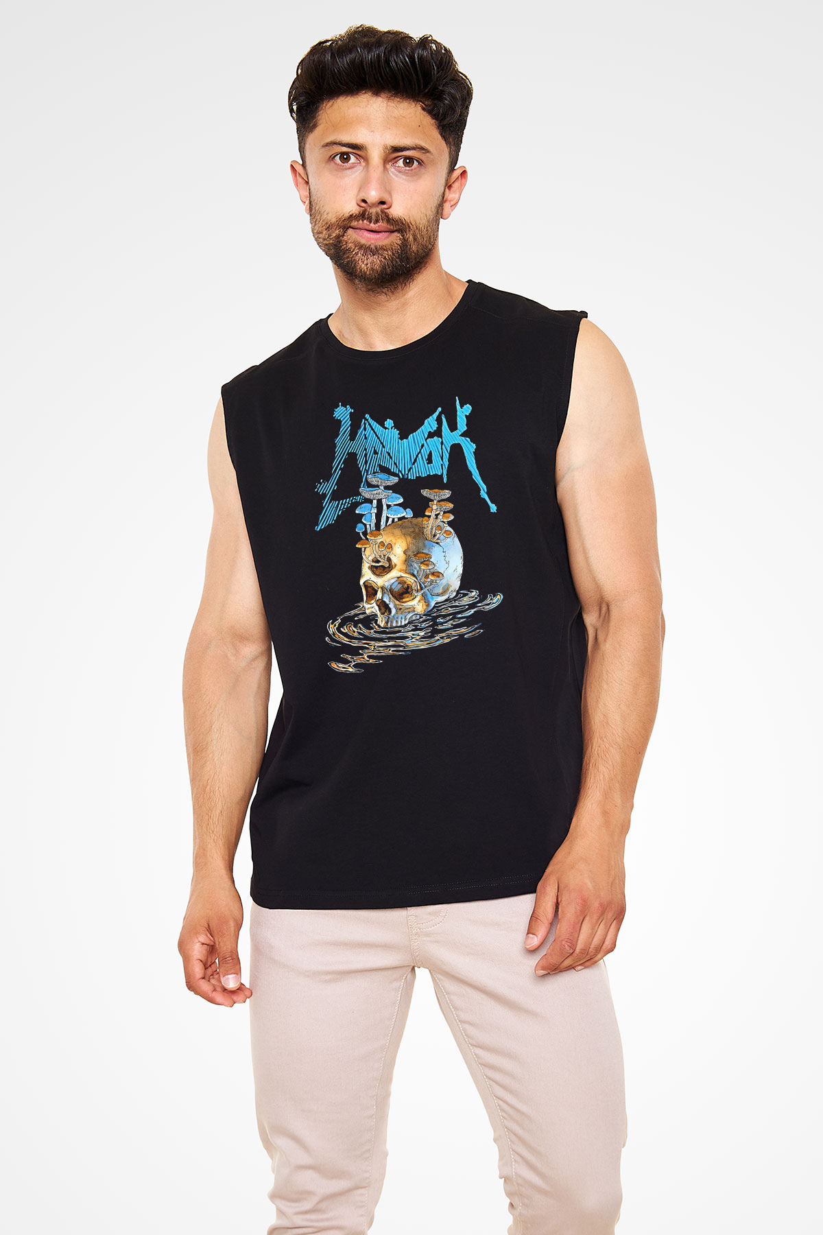 Havok Baskılı Unisex Siyah Kolsuz Tişört - Tshirt