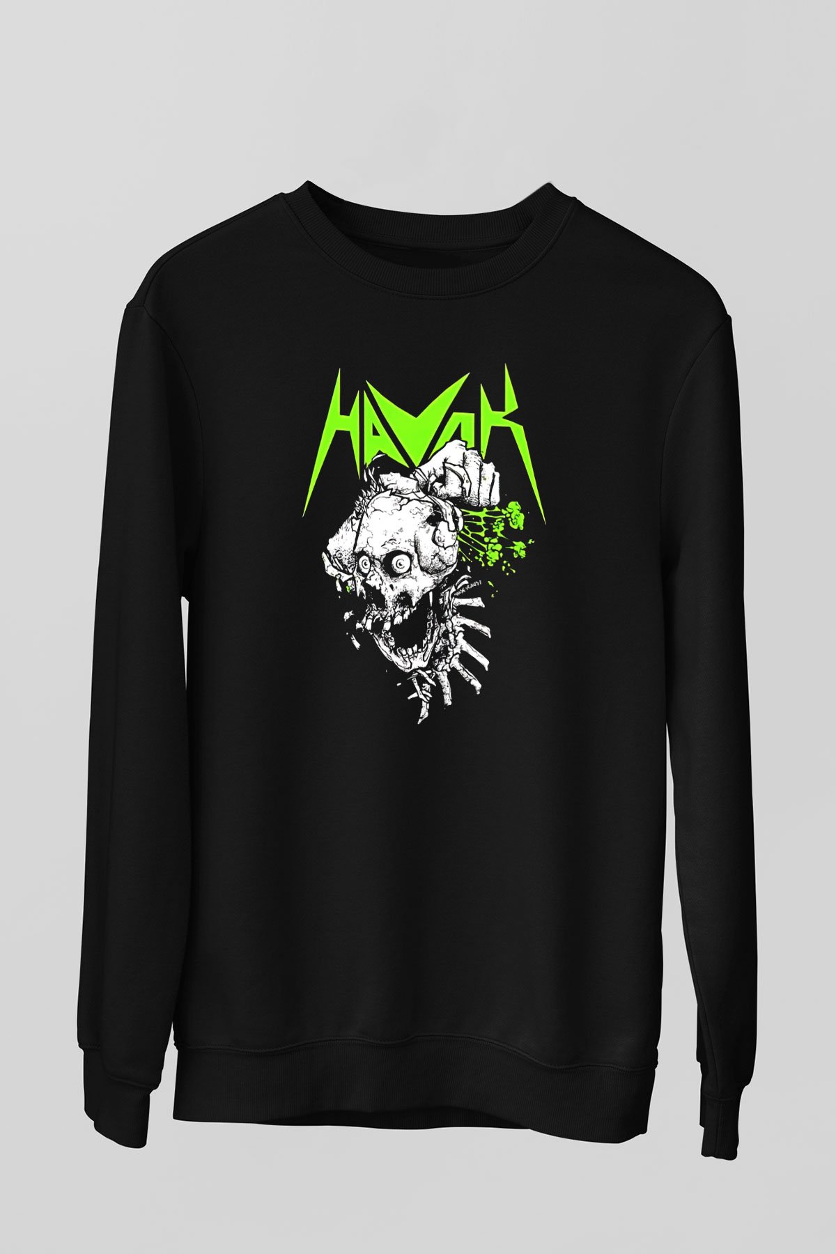 Havok Baskılı Unisex Siyah Sweatshirt