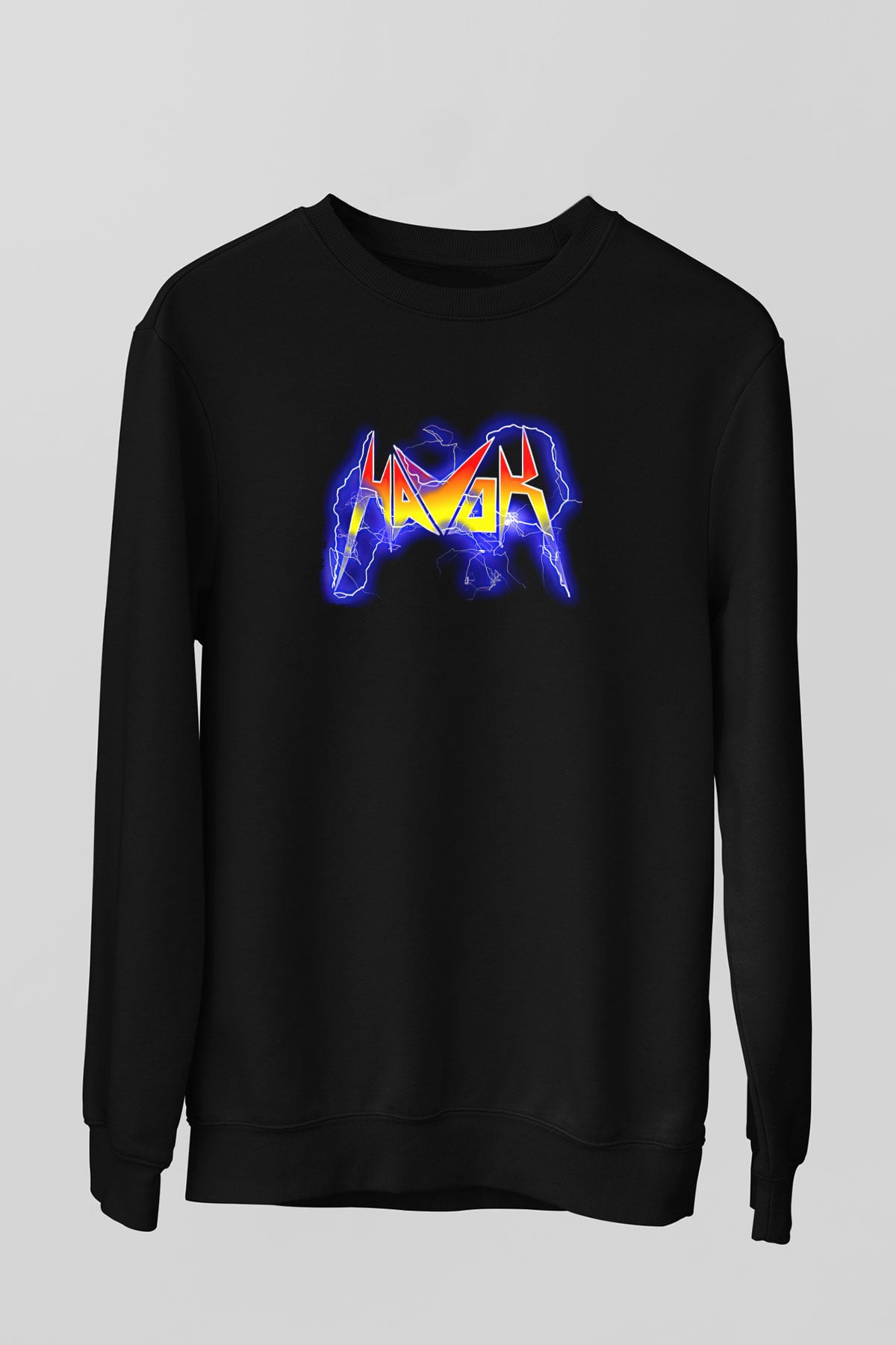 Havok Baskılı Unisex Siyah Sweatshirt