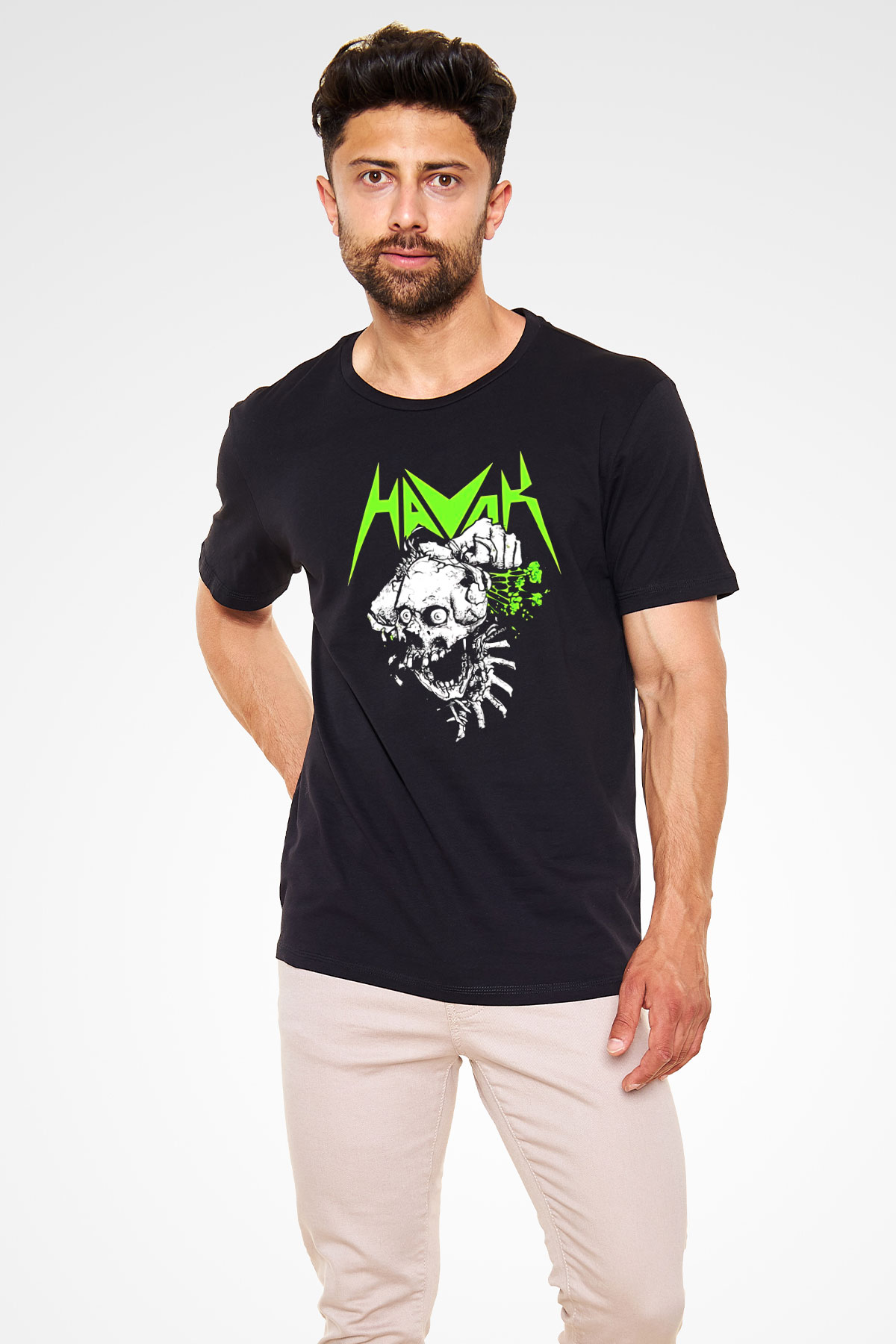 Havok Baskılı Unisex Siyah Tişört - Tshirt