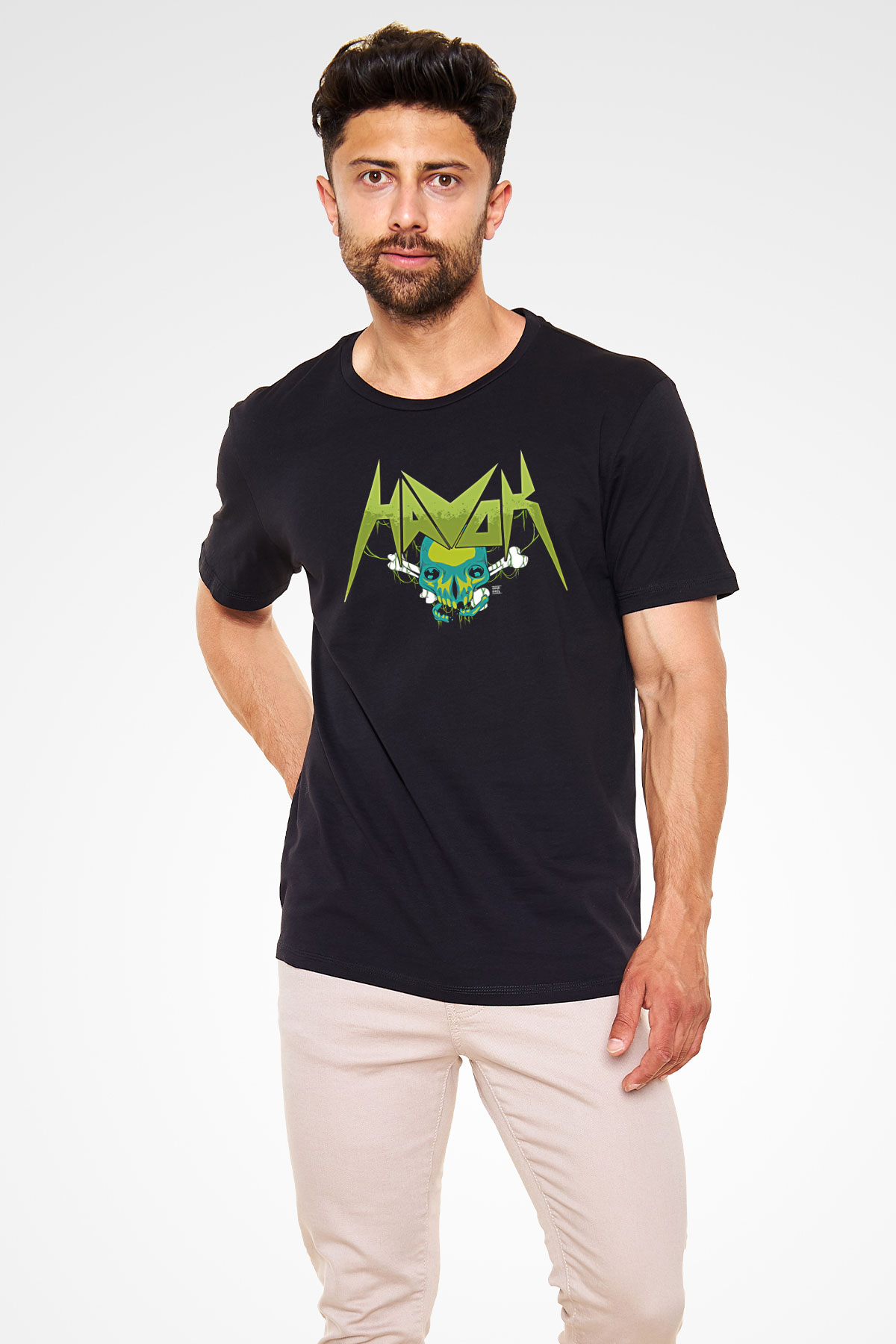 Havok Baskılı Unisex Siyah Tişört - Tshirt