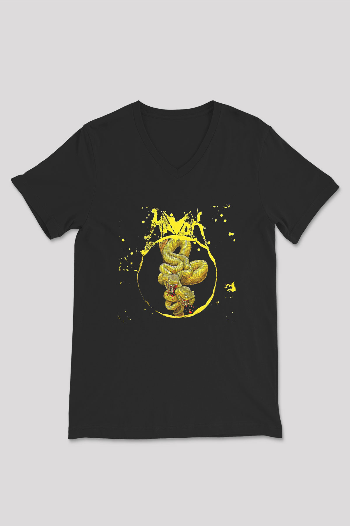 Havok Baskılı Unisex Siyah V Yaka Tişört - Tshirt