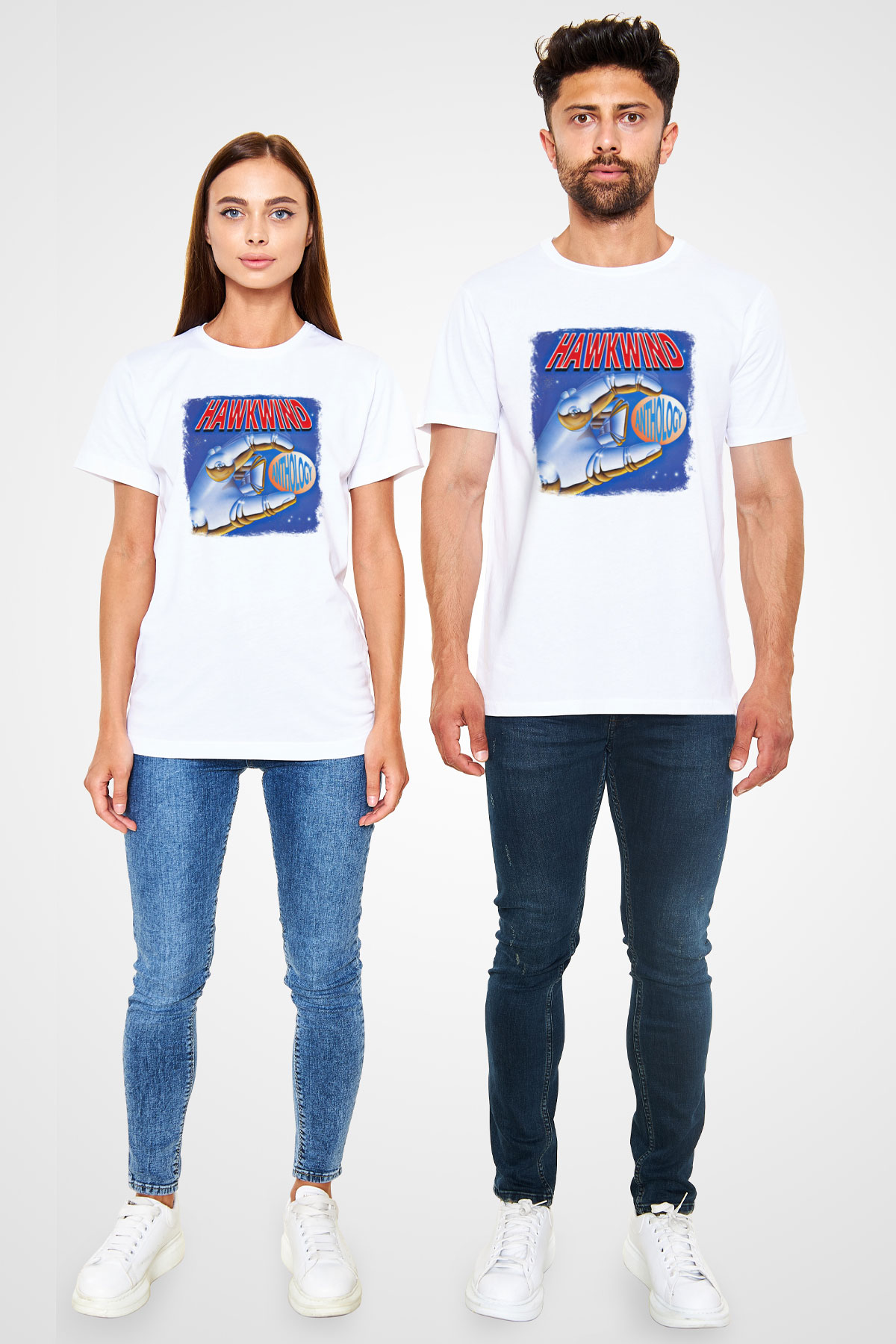 Hawkwind Baskılı Unisex Beyaz Tişört