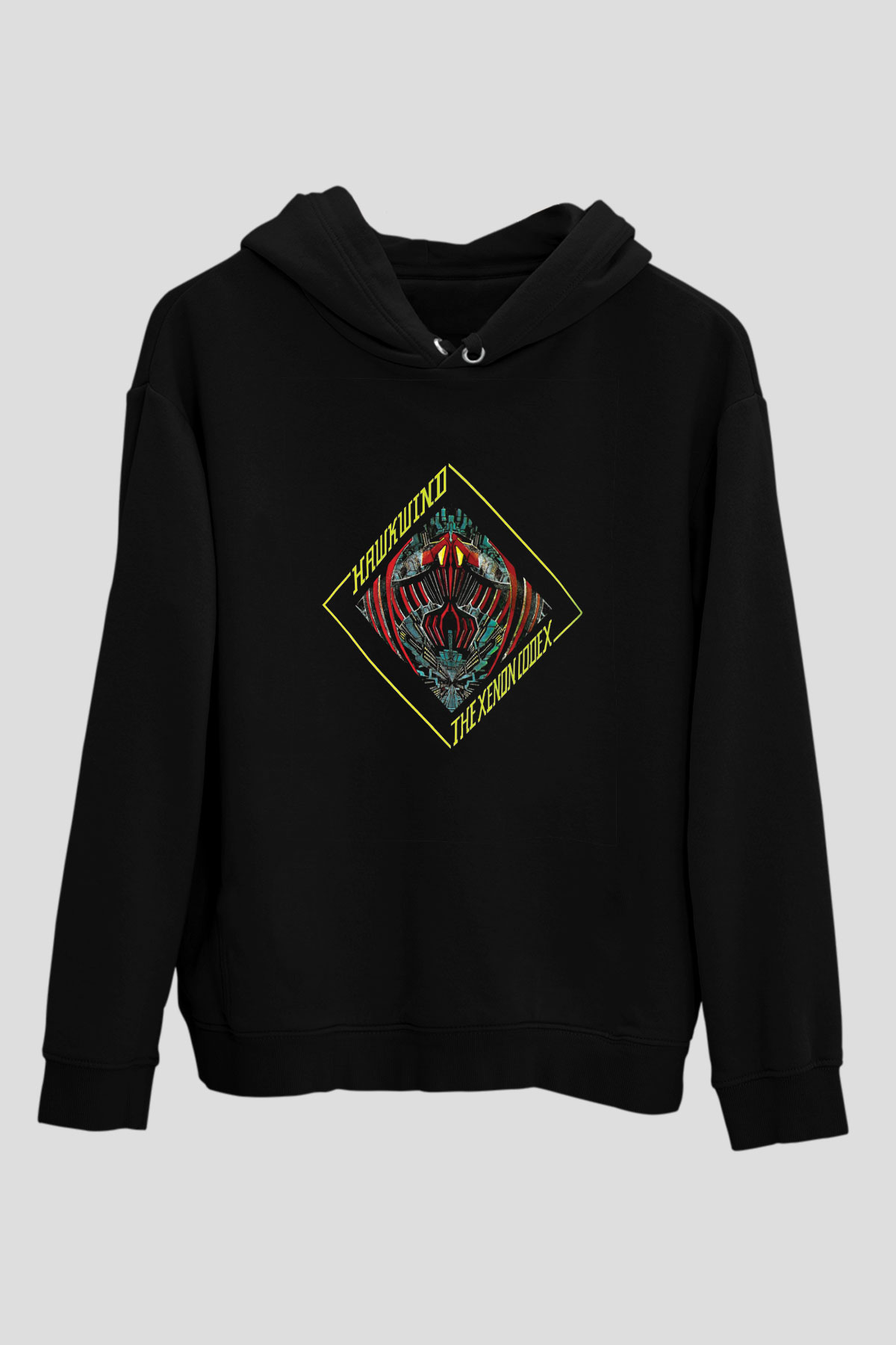 Hawkwind Baskılı Unisex Siyah Hoodie