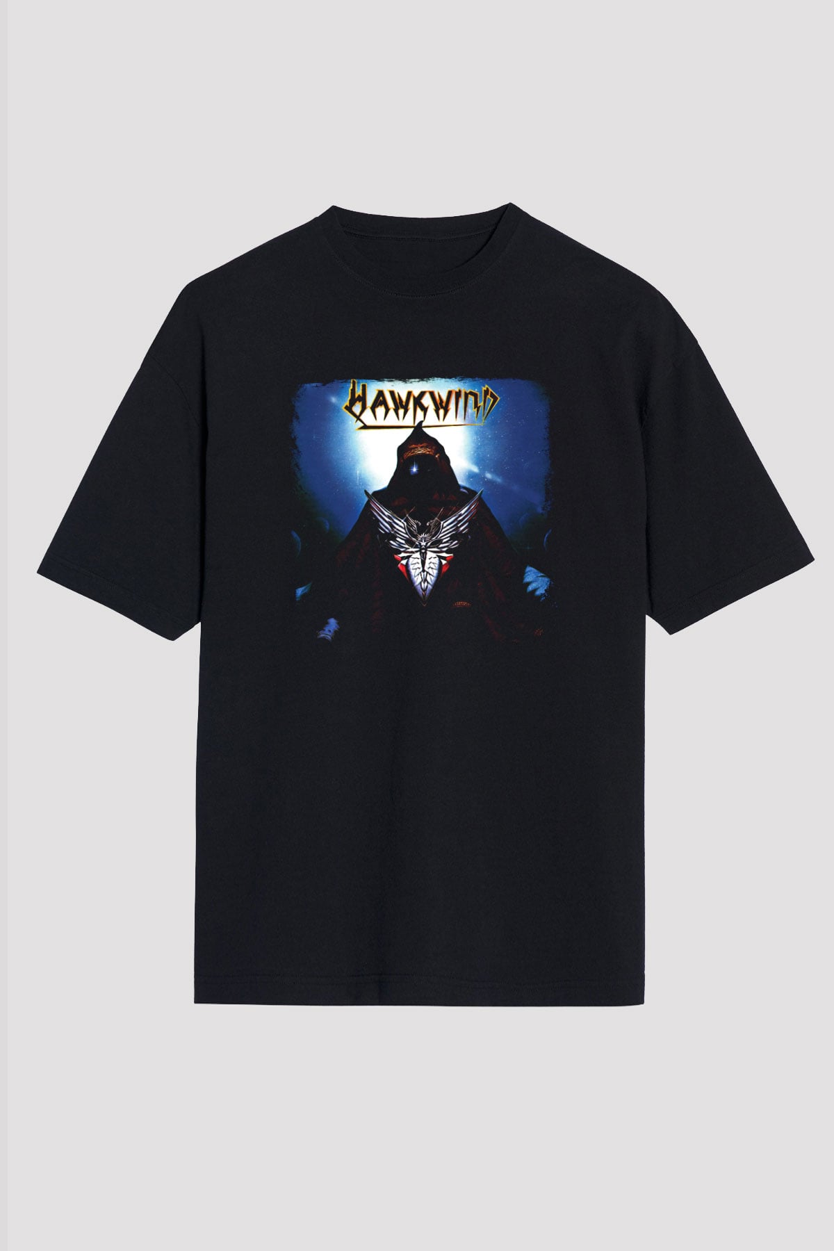 Hawkwind Baskılı Unisex Siyah Oversize Tişört