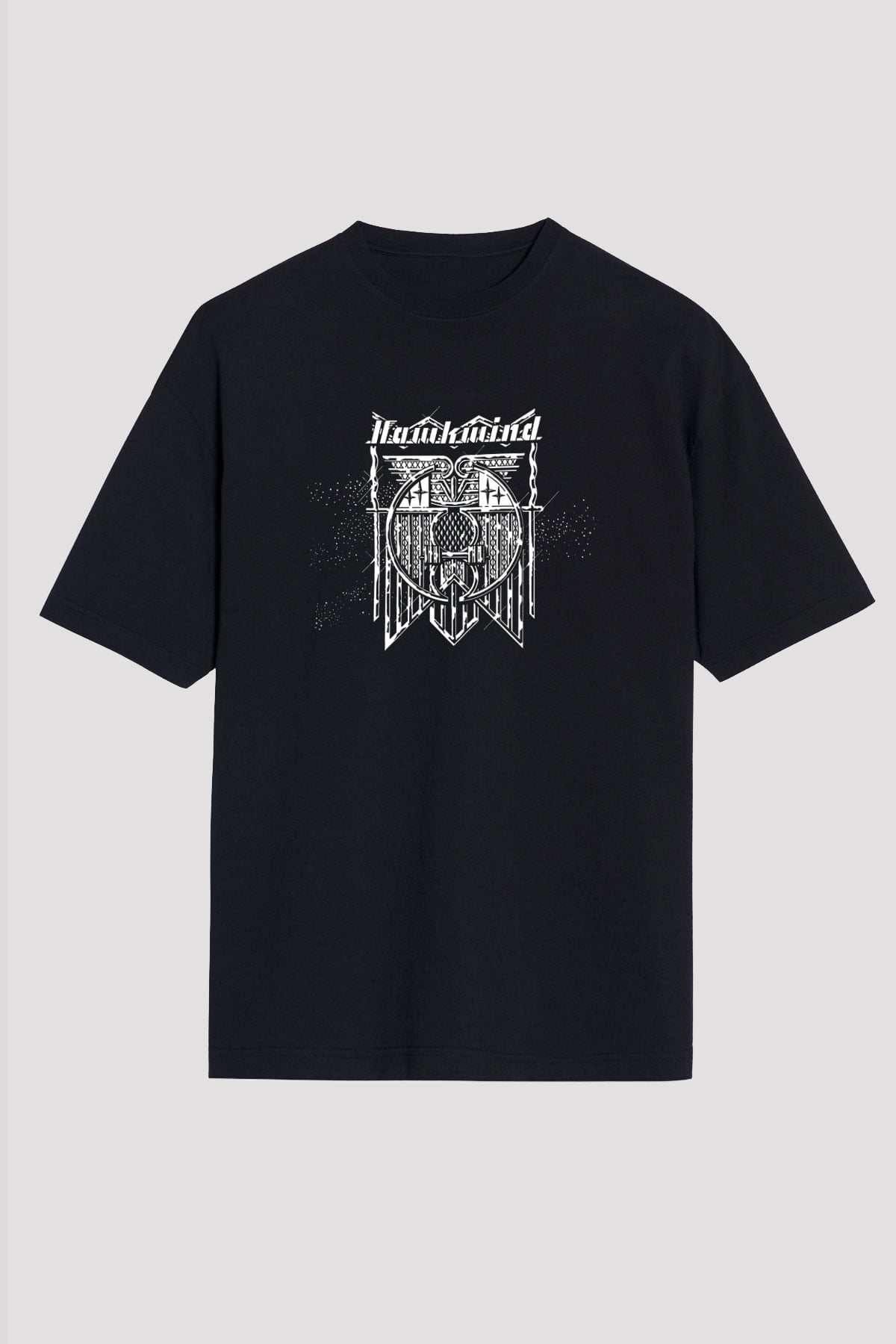 Hawkwind Baskılı Unisex Siyah Oversize Tişört