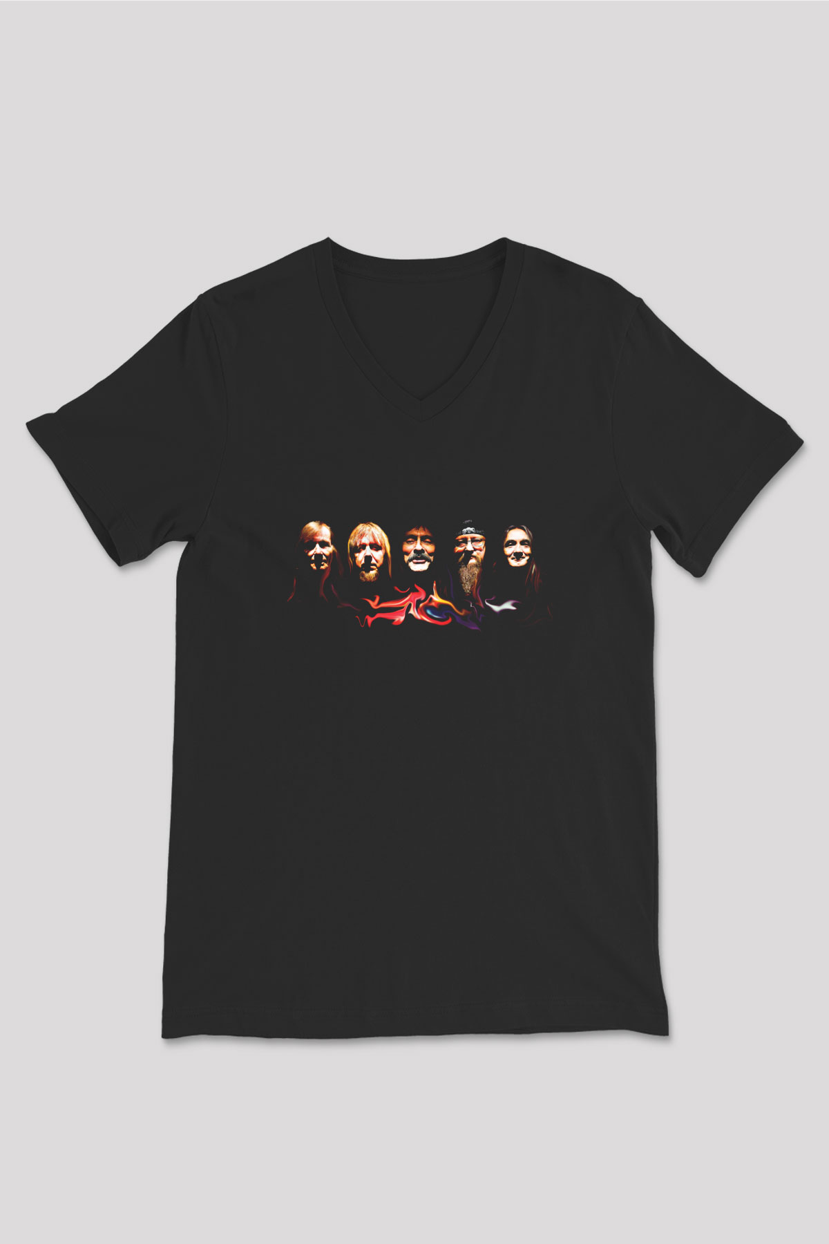 Hawkwind Baskılı Unisex Siyah V Yaka Tişört