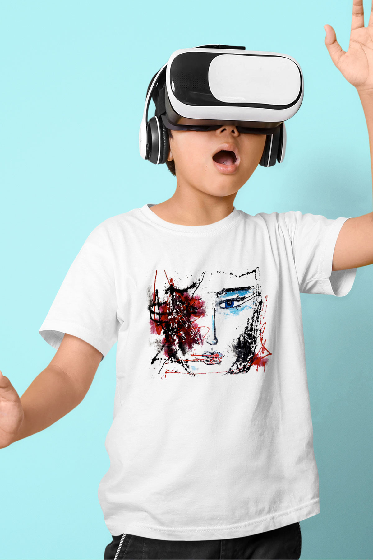 Hayat Baskılı Beyaz Unisex Çocuk Tişört