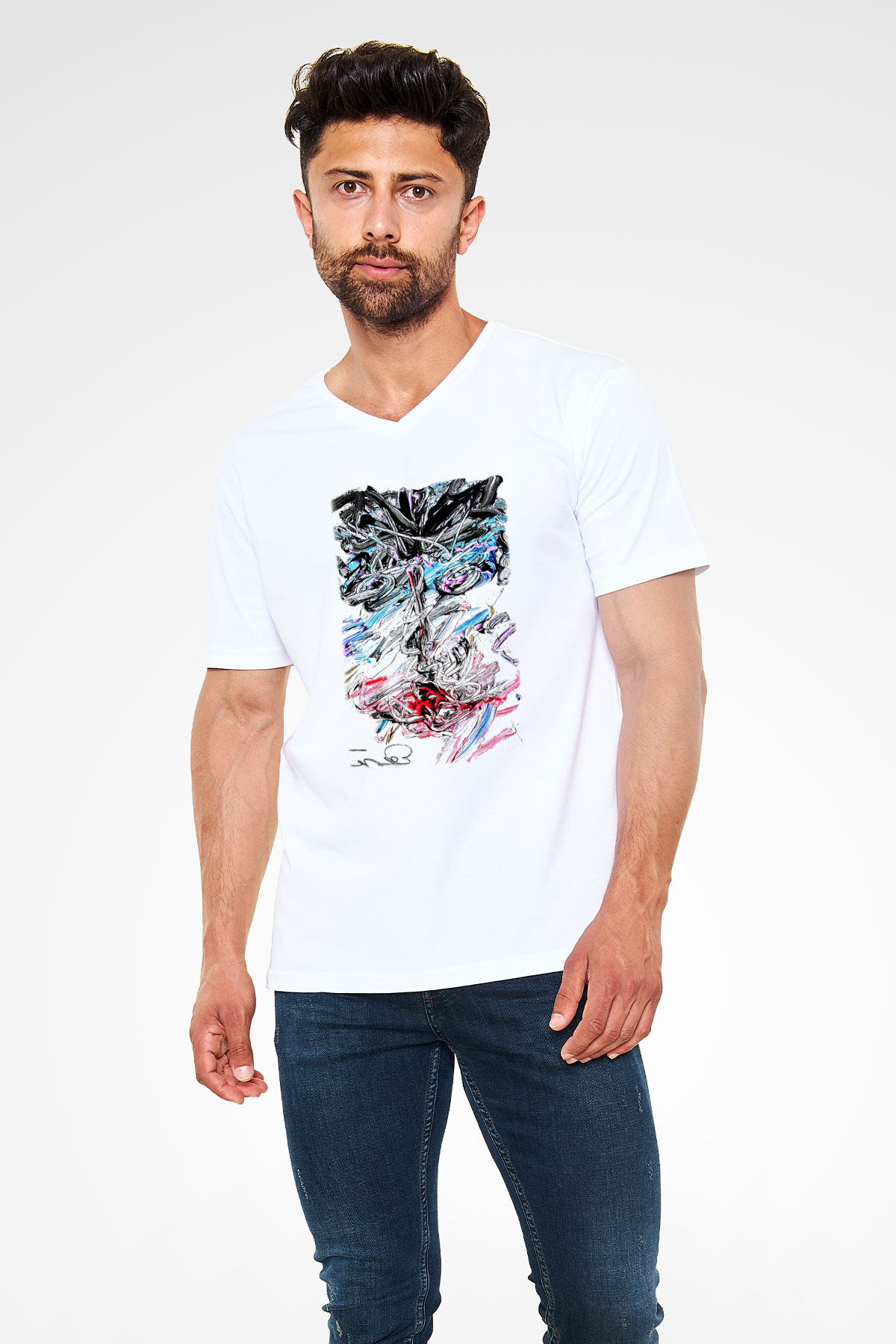 Hayat Beyaz Unisex V Yaka Tişört T-Shirt