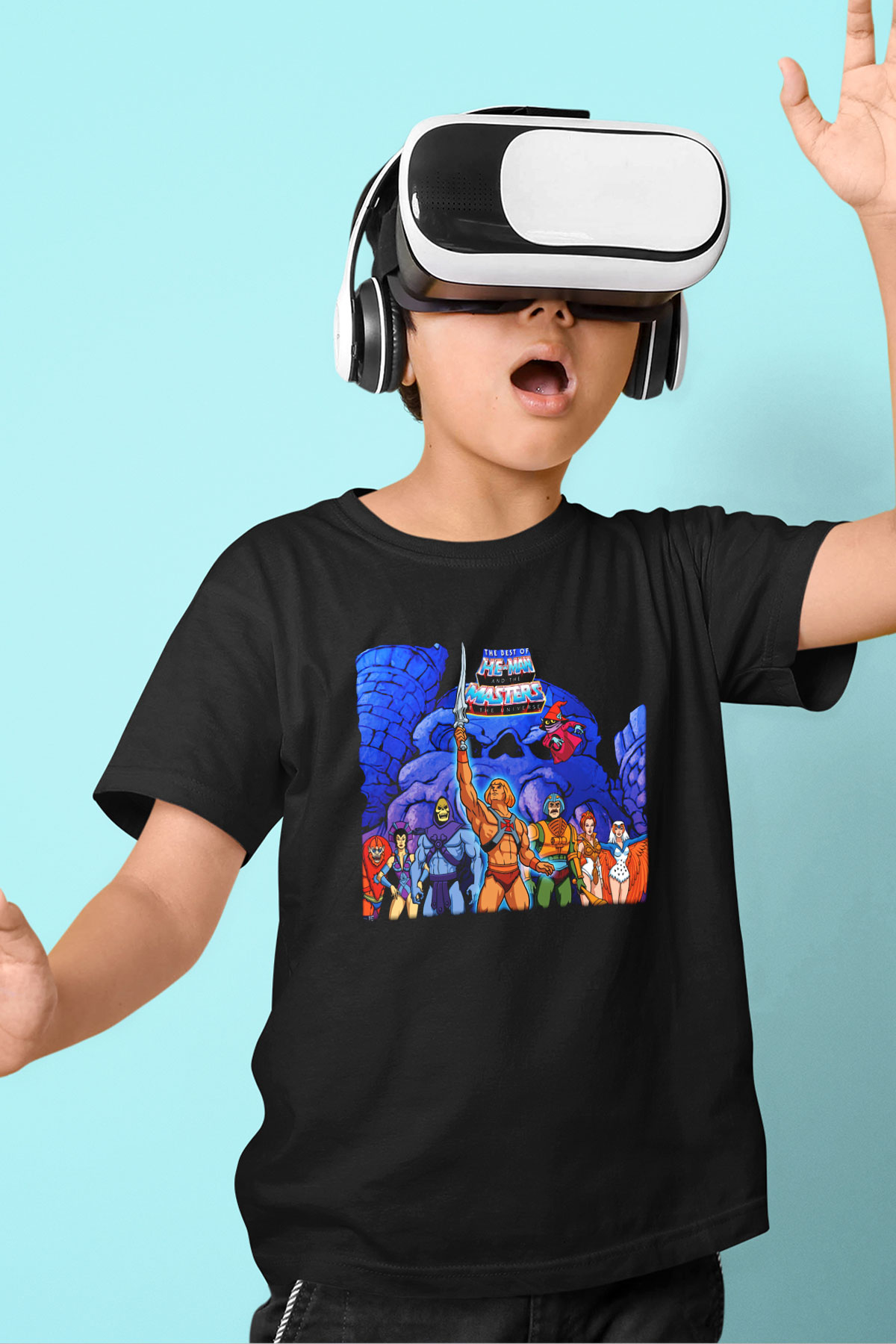 He-Man and the Masters of Universe Baskılı Siyah Unisex Çocuk Tişört