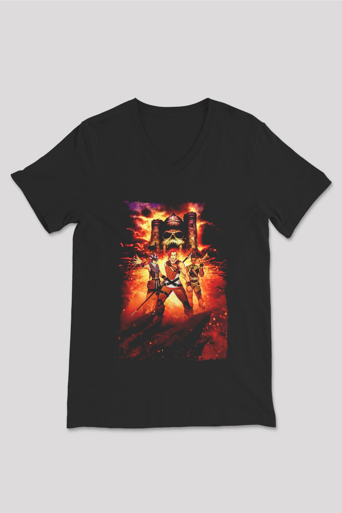He-Man and the Masters of Universe Siyah Unisex  V Yaka Tişört