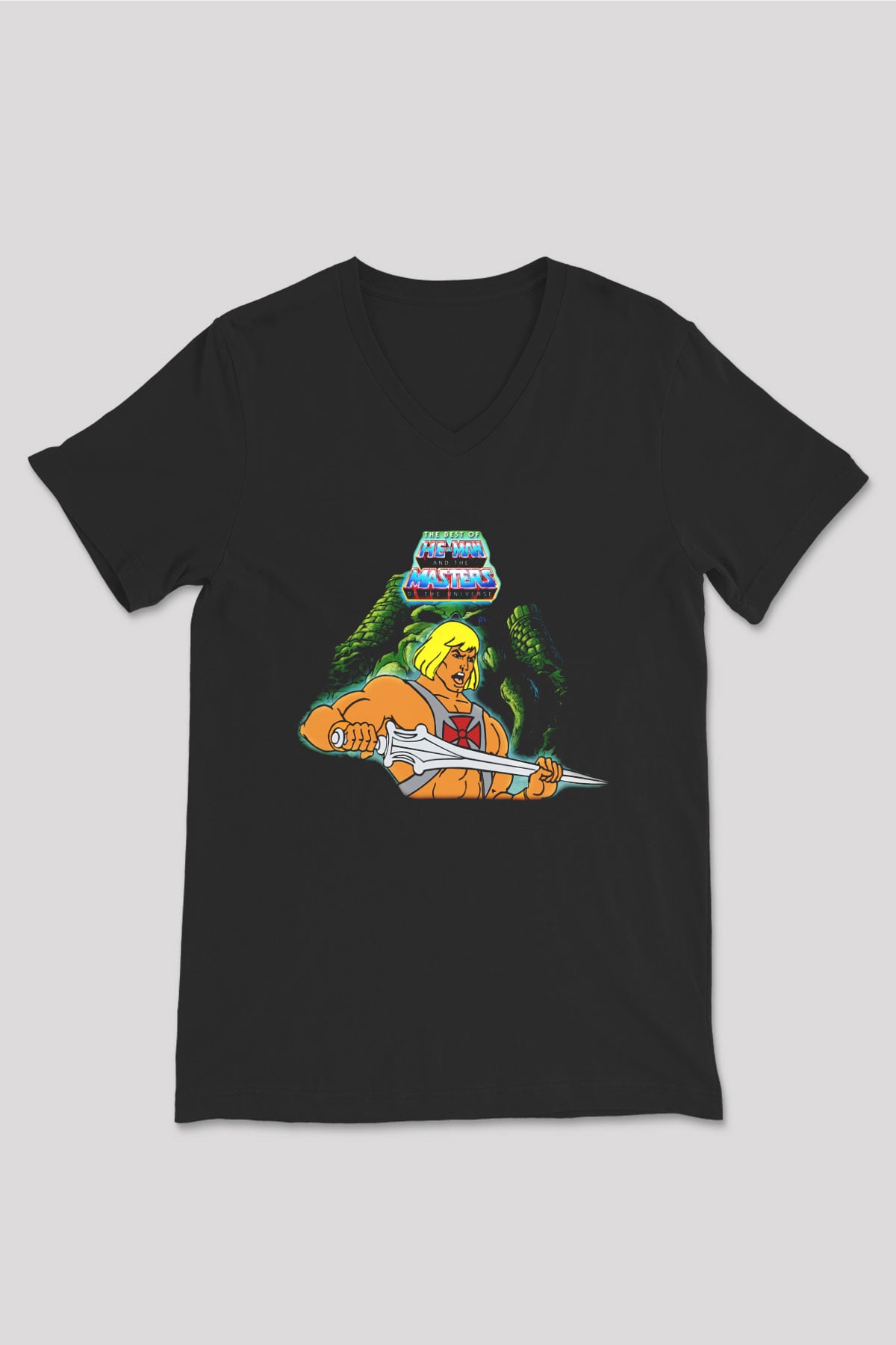 He-Man and the Masters of Universe Siyah Unisex V Yaka Tişört