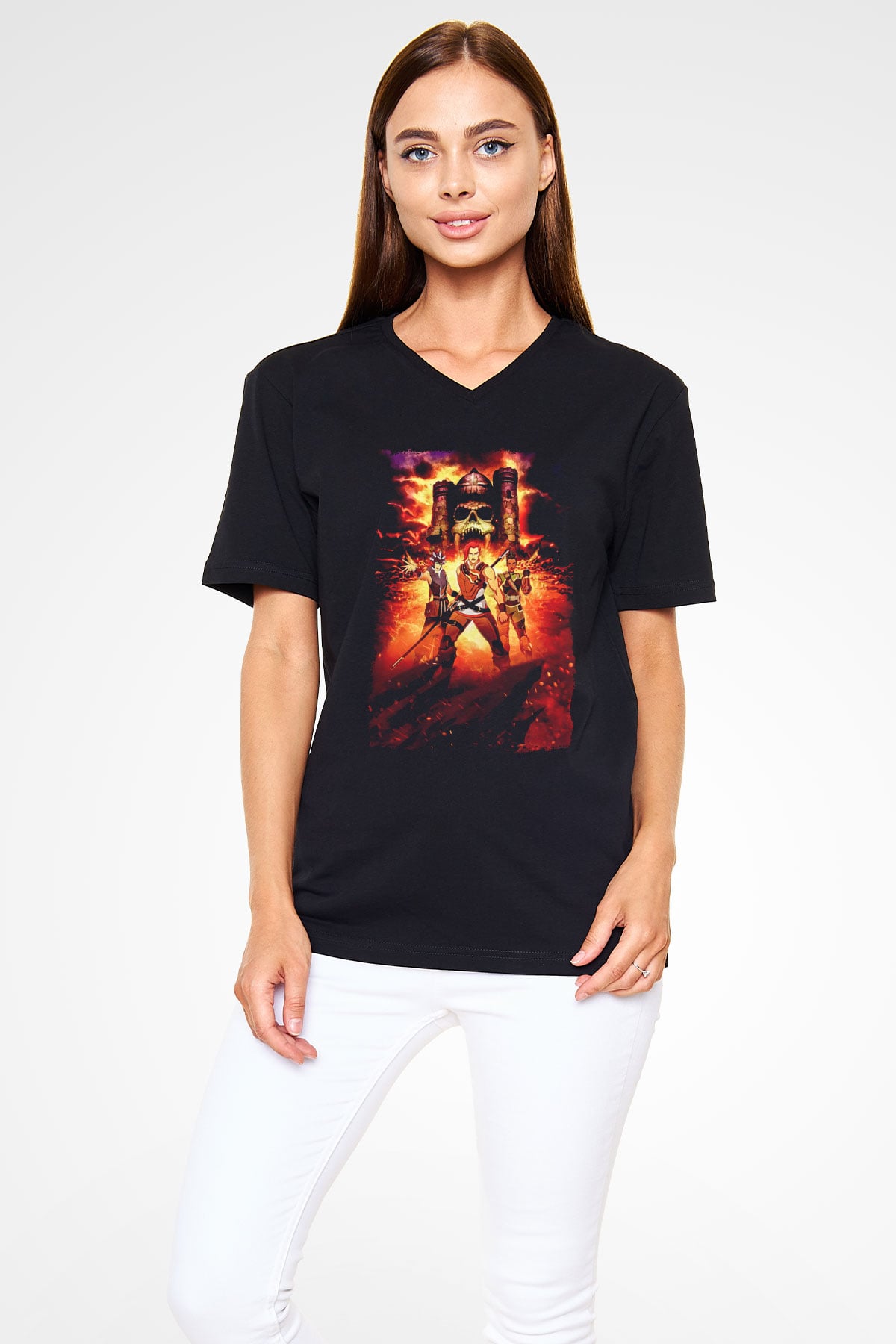 He-Man and the Masters of Universe Siyah Unisex  V Yaka Tişört