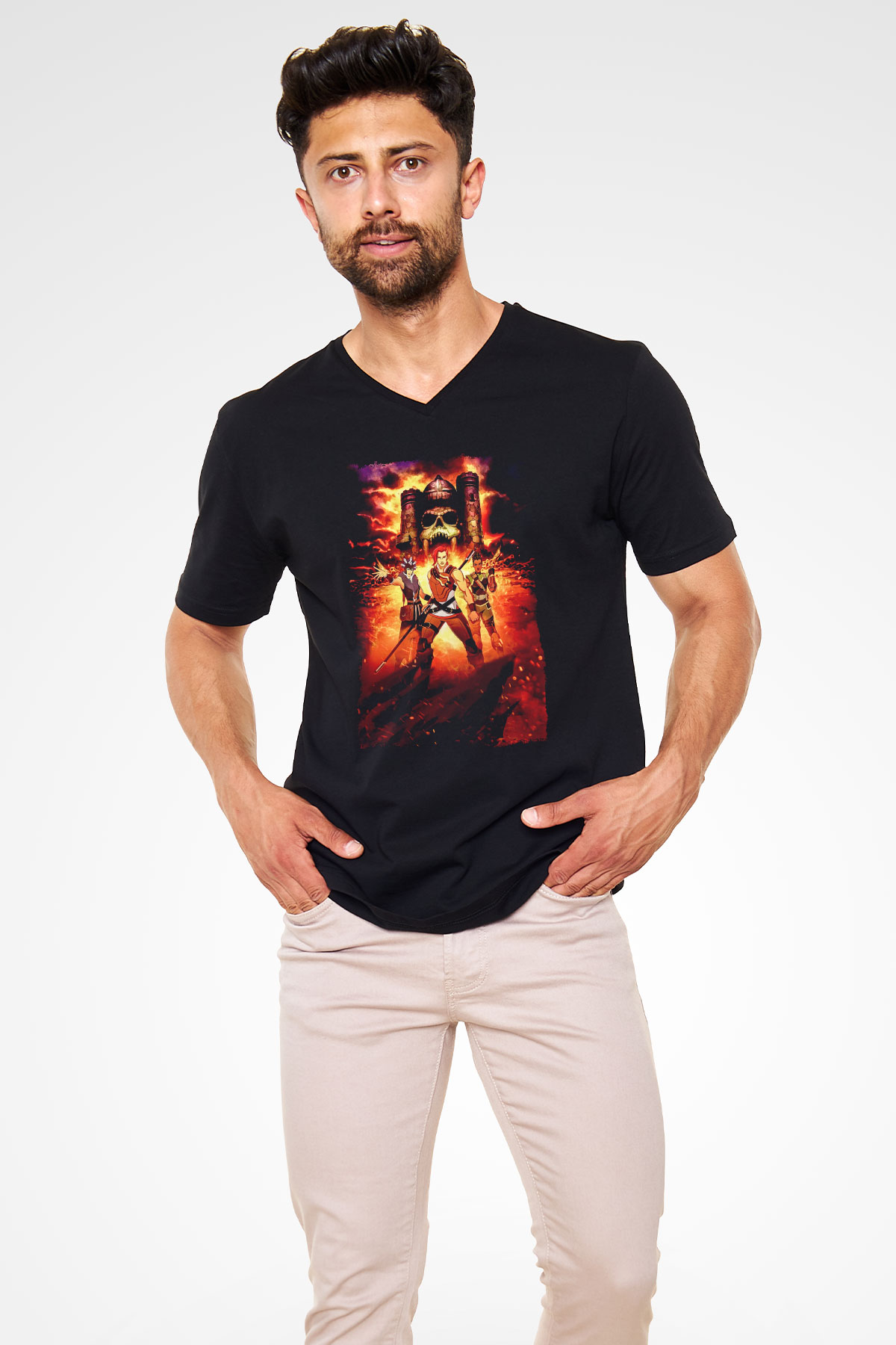 He-Man and the Masters of Universe Siyah Unisex  V Yaka Tişört