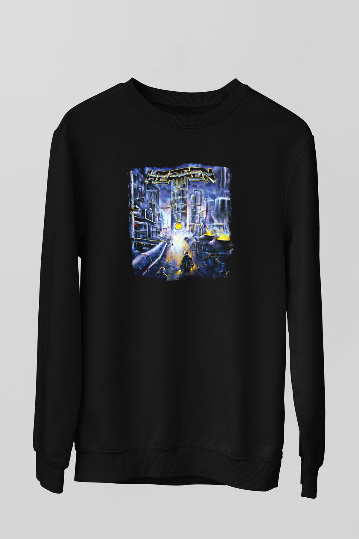 Heathen Baskılı Unisex Siyah Sweatshirt