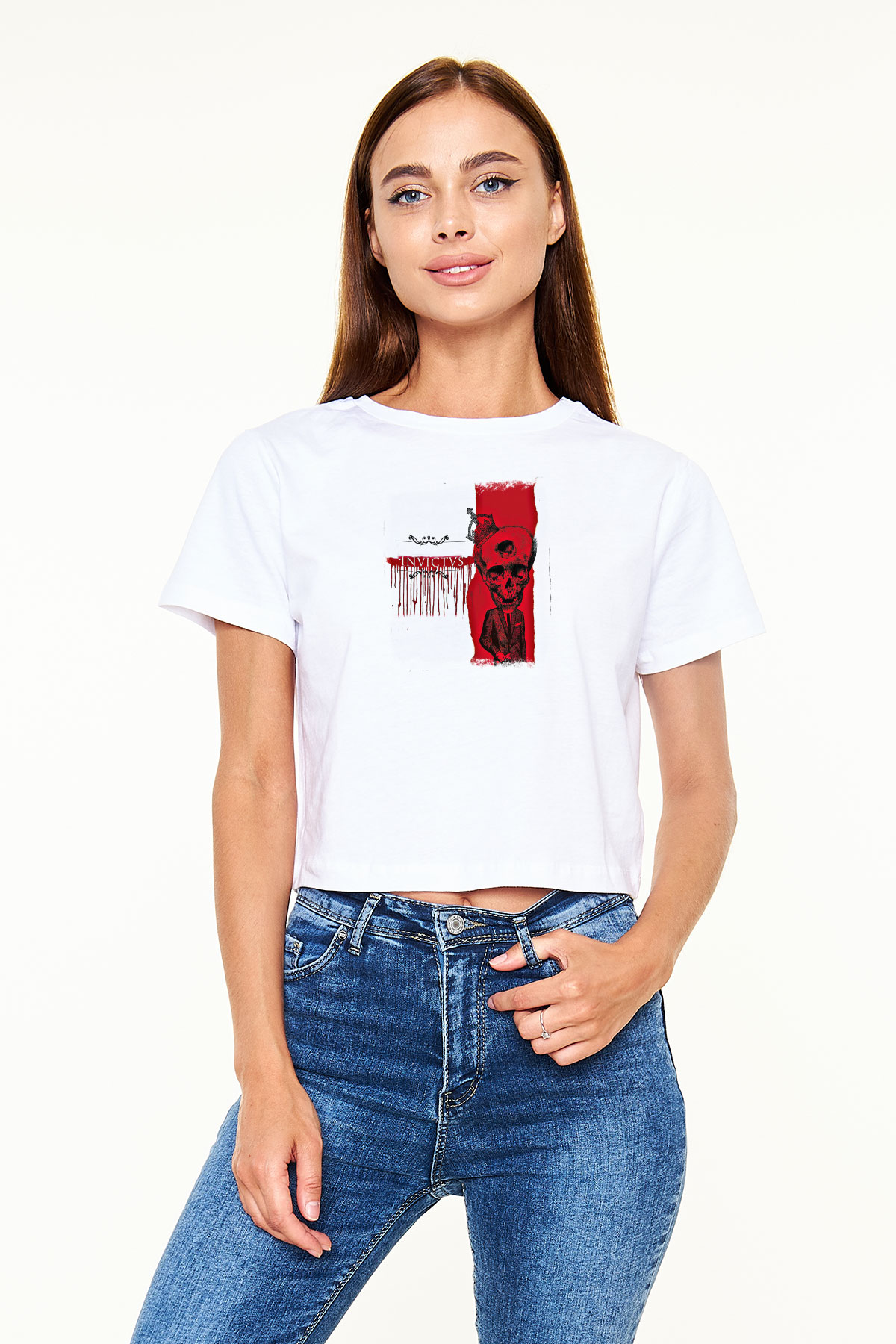 Heaven Shall Burn Baskılı Unisex Beyaz Crop Top Tişört
