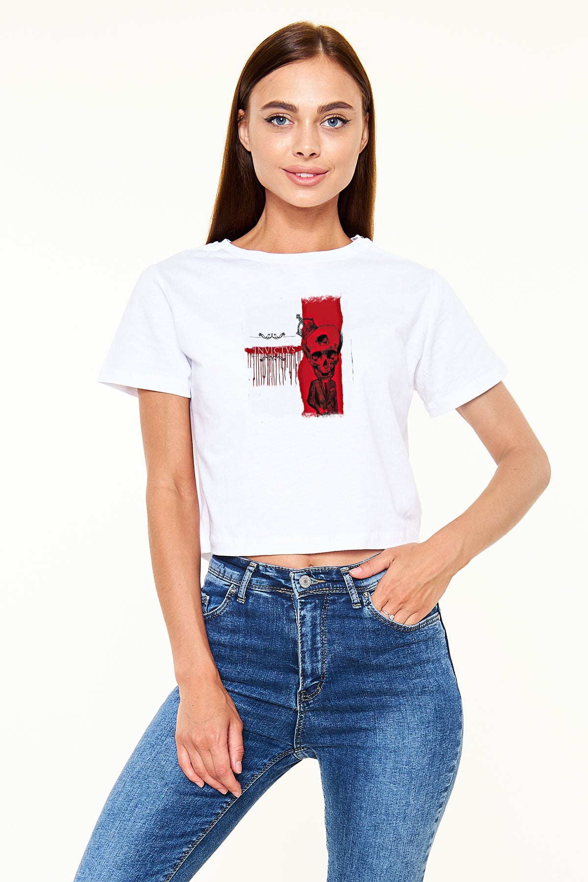 Heaven Shall Burn Baskılı Unisex Beyaz Crop Top Tişört