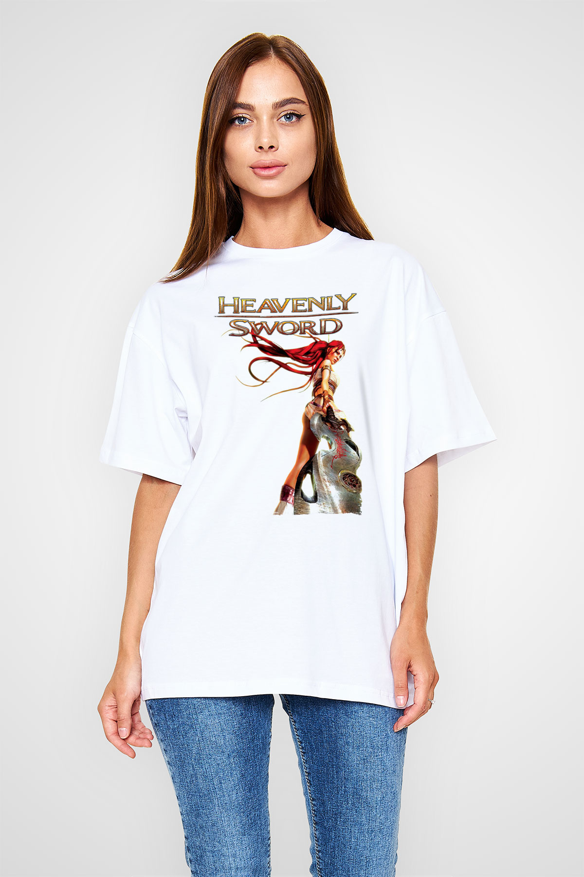 Heavenly Sword Beyaz Oversize Tişört Oversize T-shirt