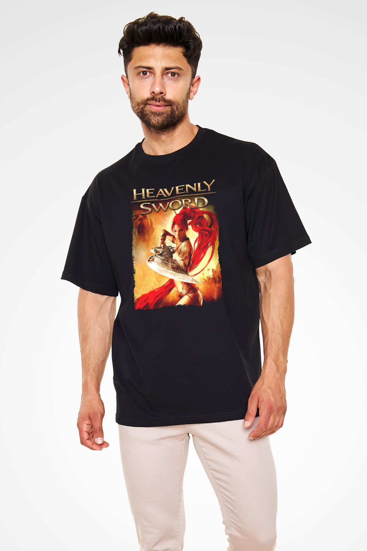Heavenly Sword Siyah Oversize Tişört Oversize T-shirt