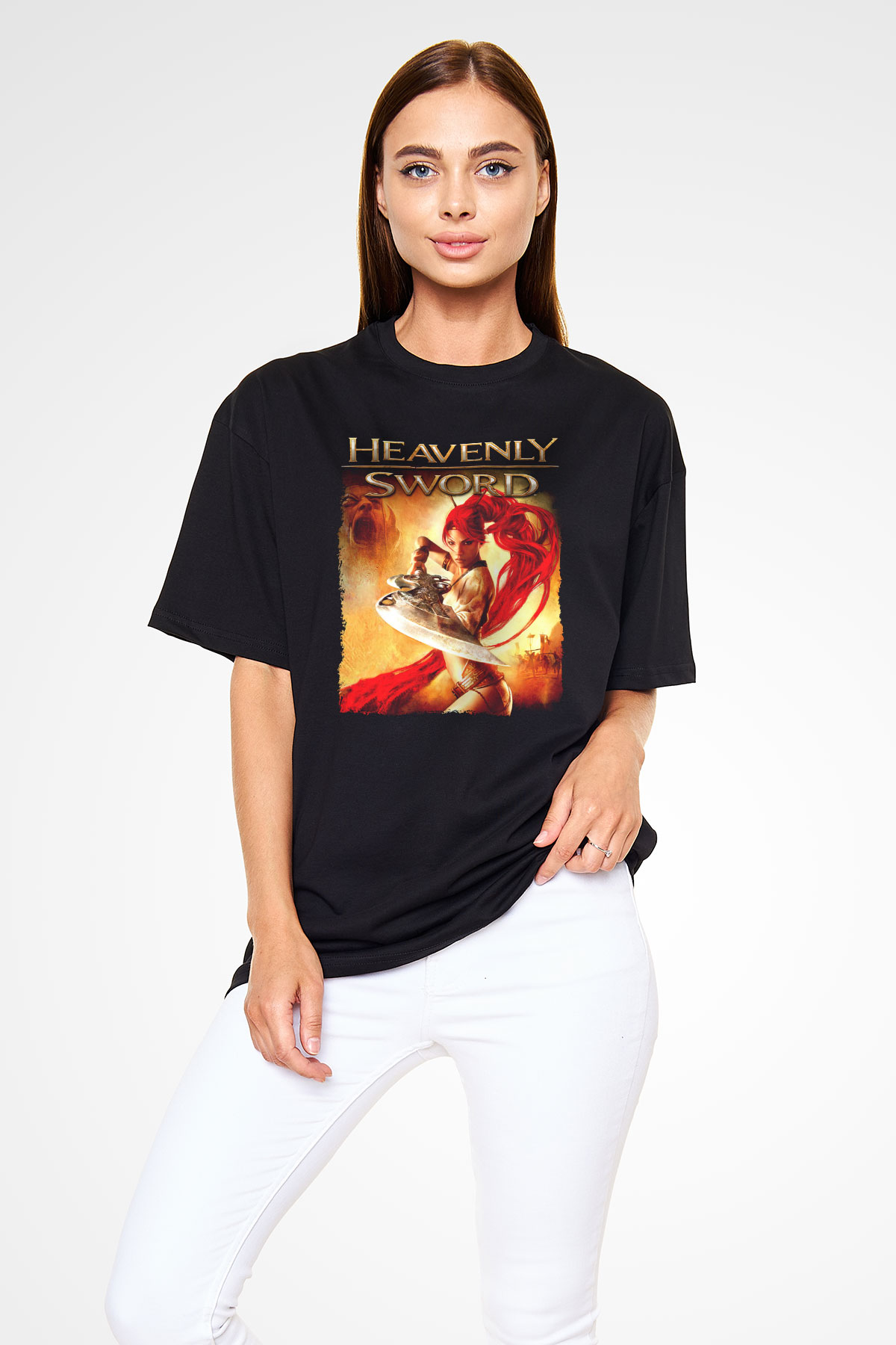 Heavenly Sword Siyah Oversize Tişört Oversize T-shirt