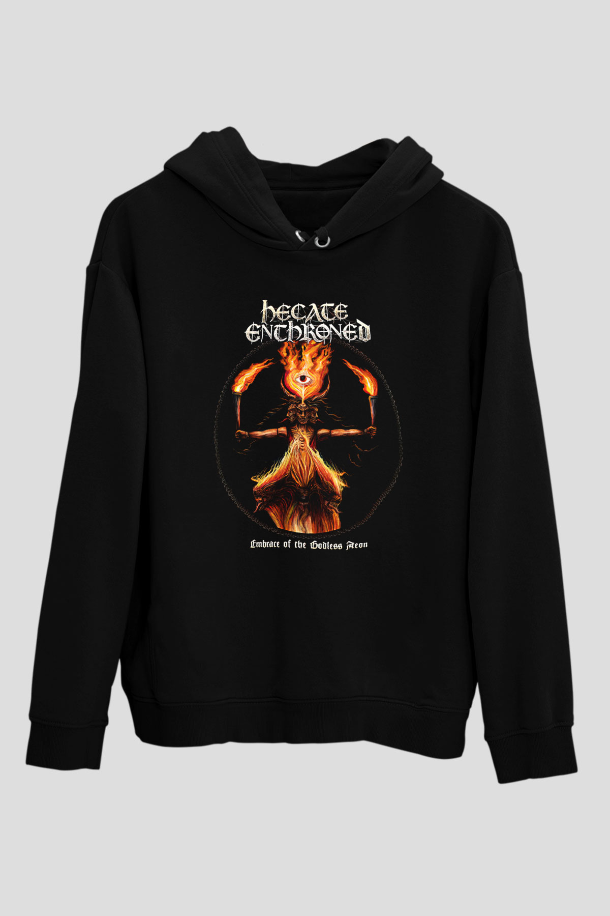 Hecate Enthroned Baskılı Unisex Siyah Kapüşonlu Sweatshirt