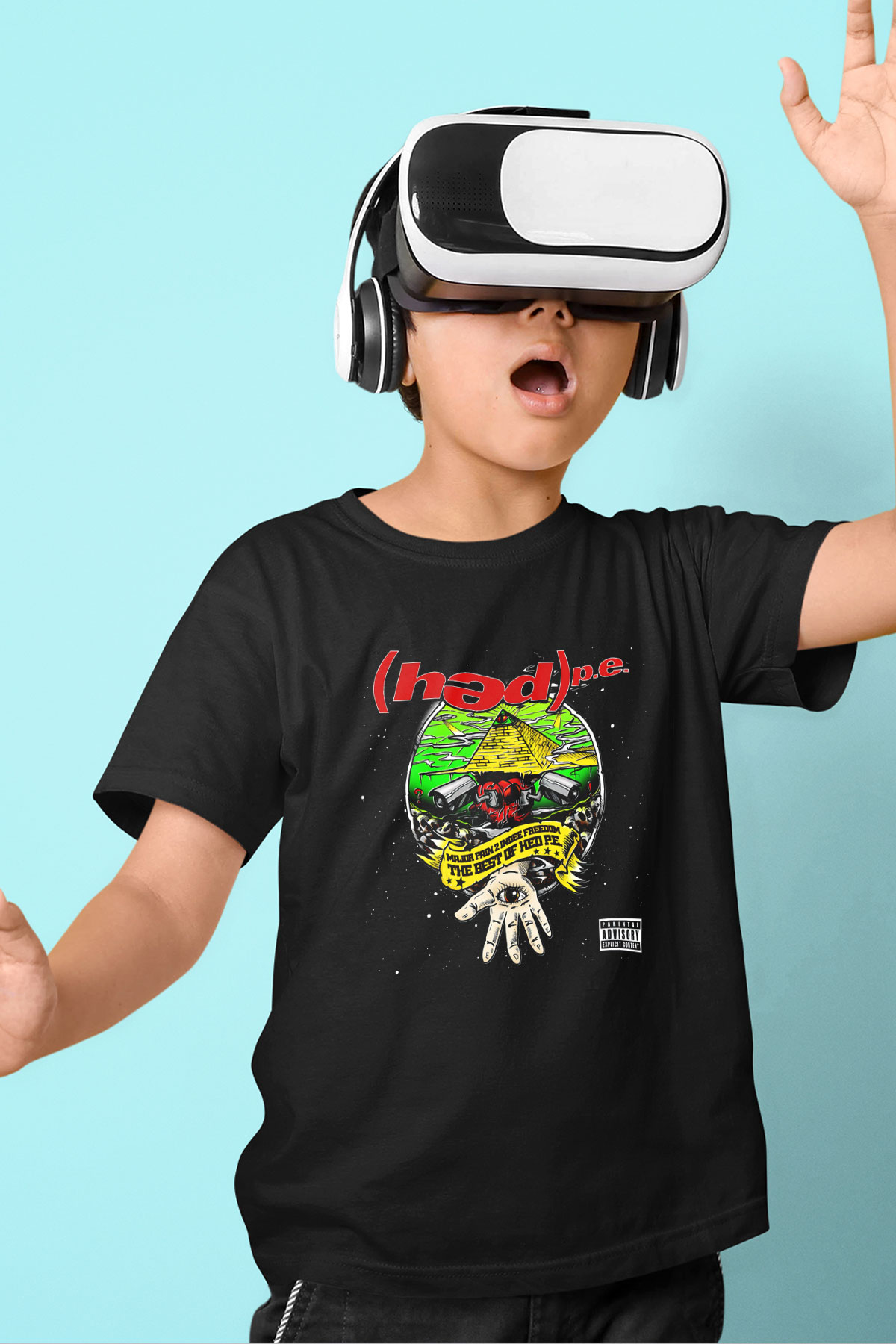 Hed PE Baskılı Siyah Unisex Çocuk Tişört