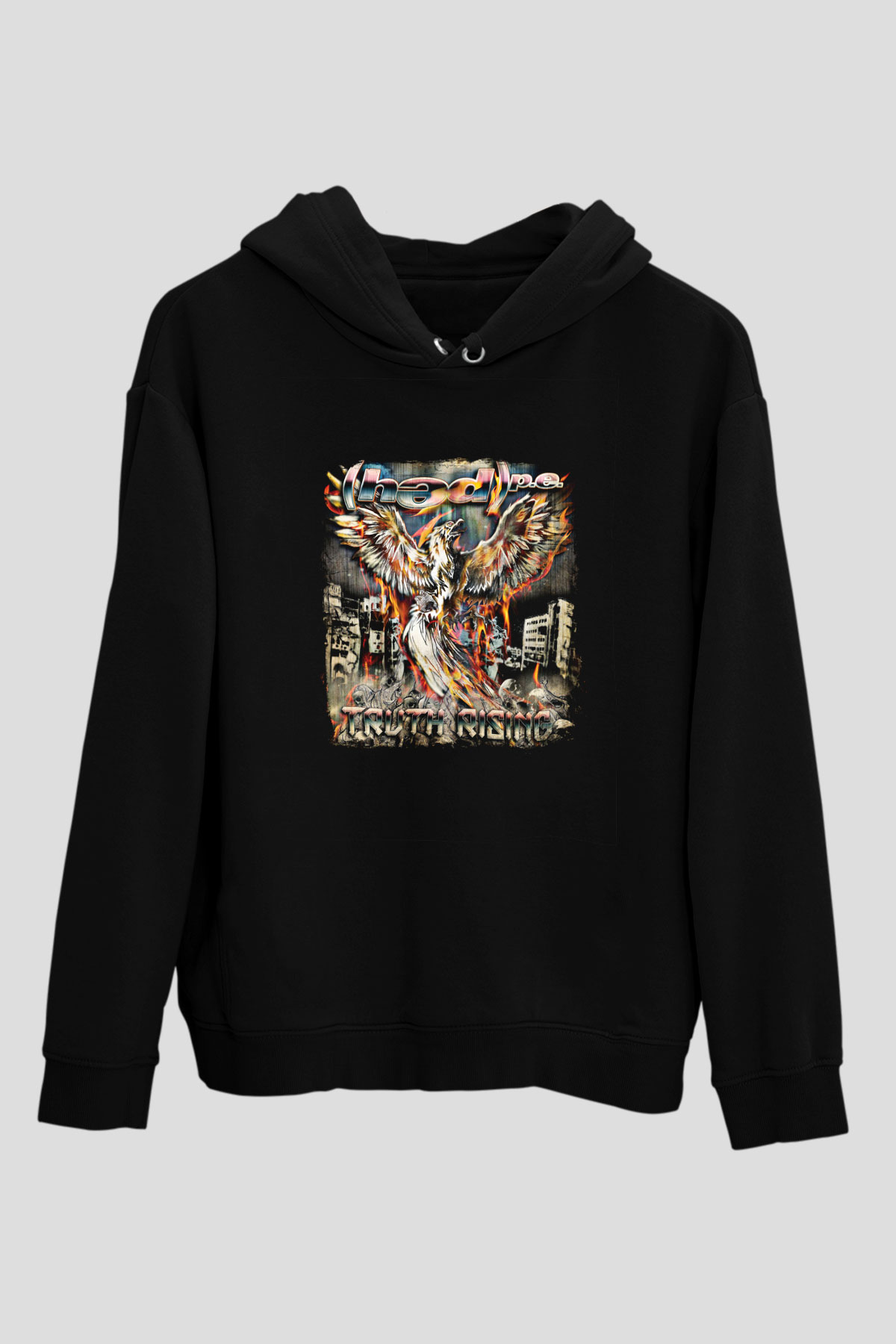 Hed PE Baskılı Unisex Siyah Hoodie