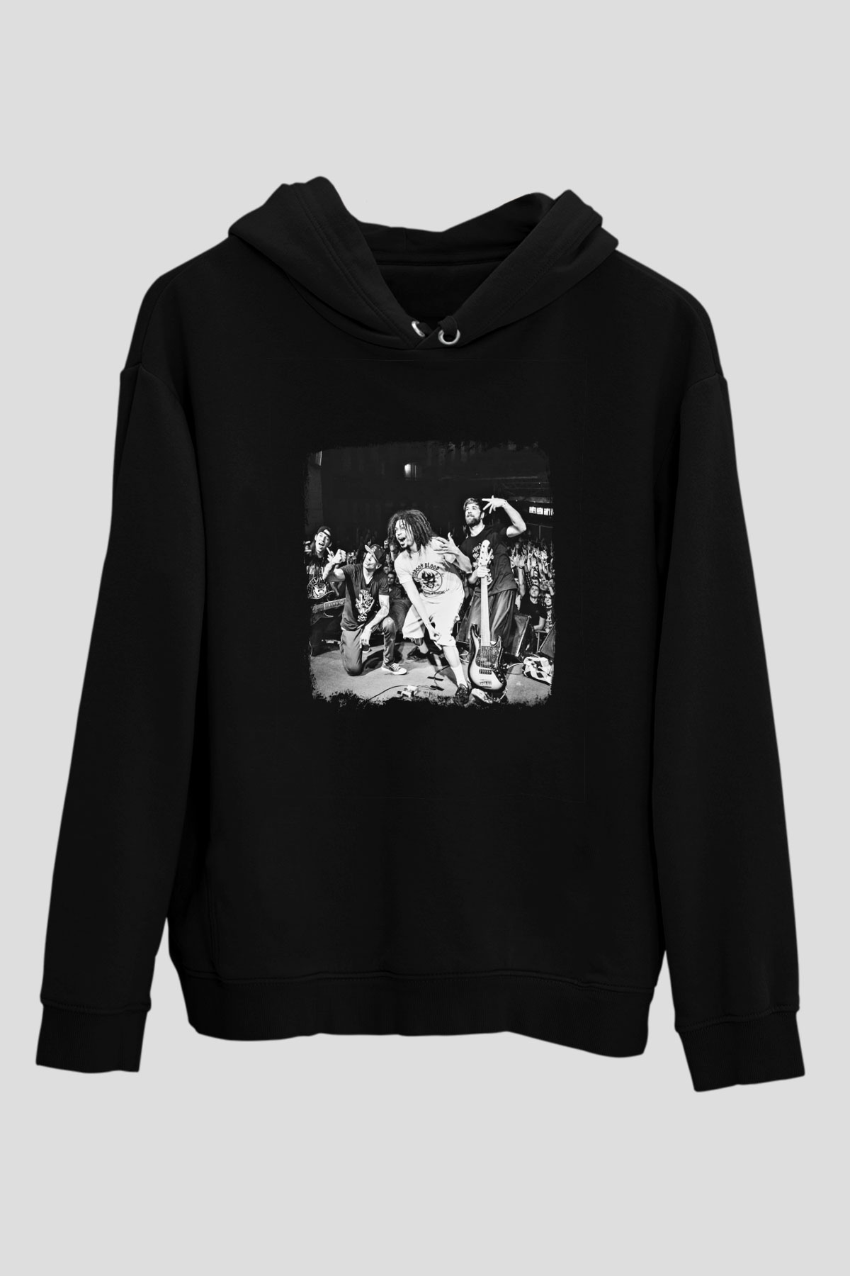 Hed PE Baskılı Unisex Siyah Hoodie
