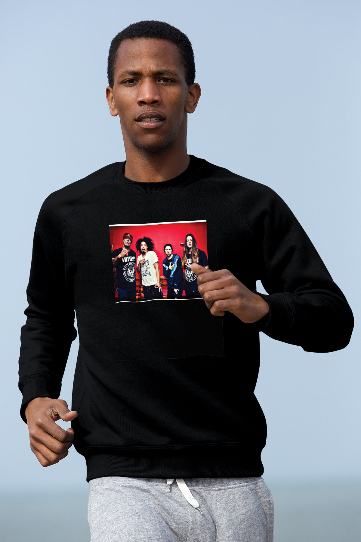 Hed PE Baskılı Unisex Siyah Sweatshirt