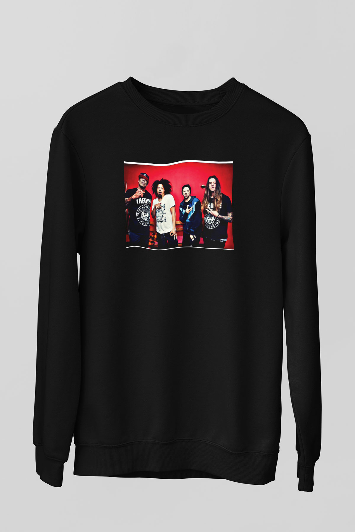 Hed PE Baskılı Unisex Siyah Sweatshirt