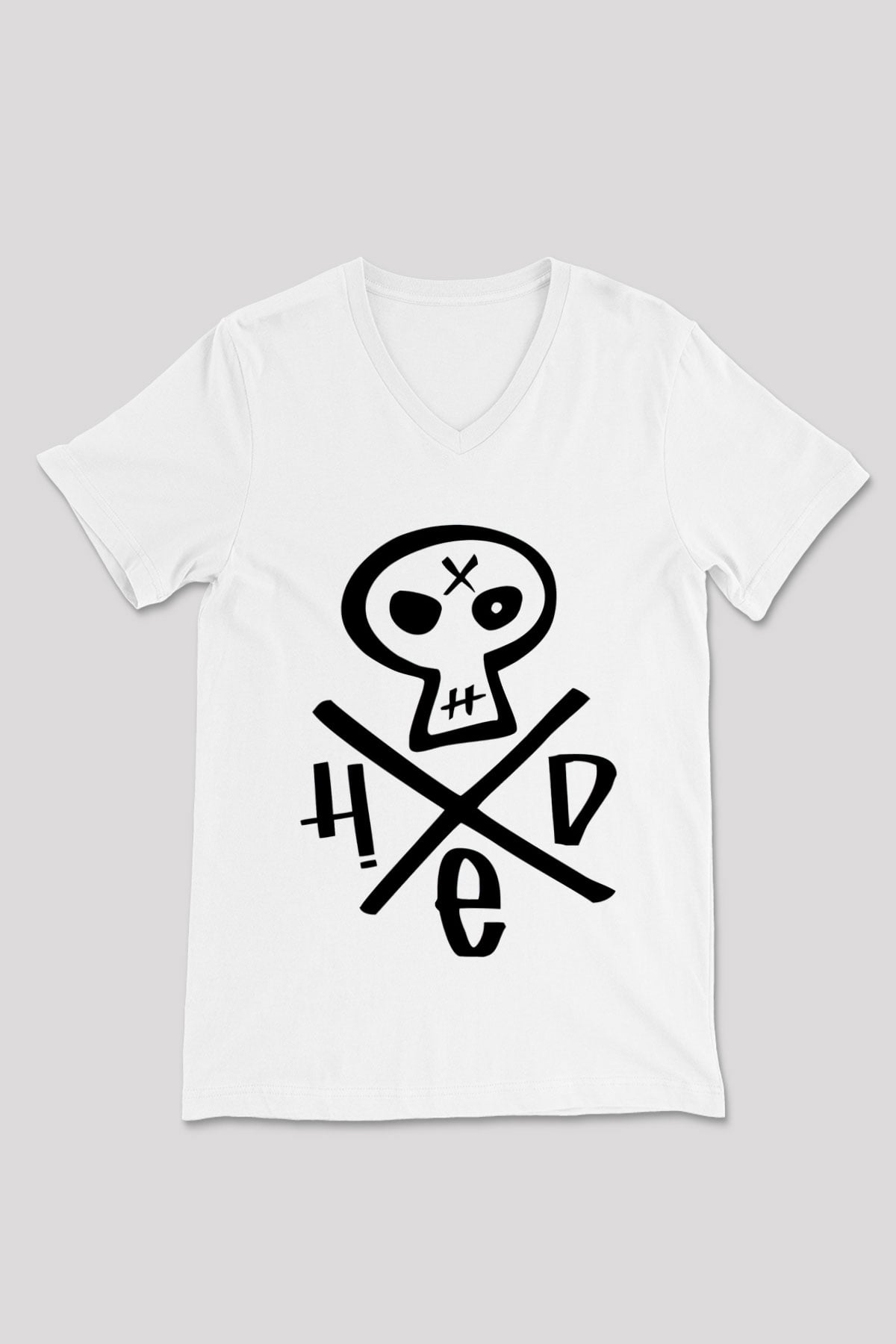 Hed PE Beyaz Unisex V Yaka Tişört T-Shirt