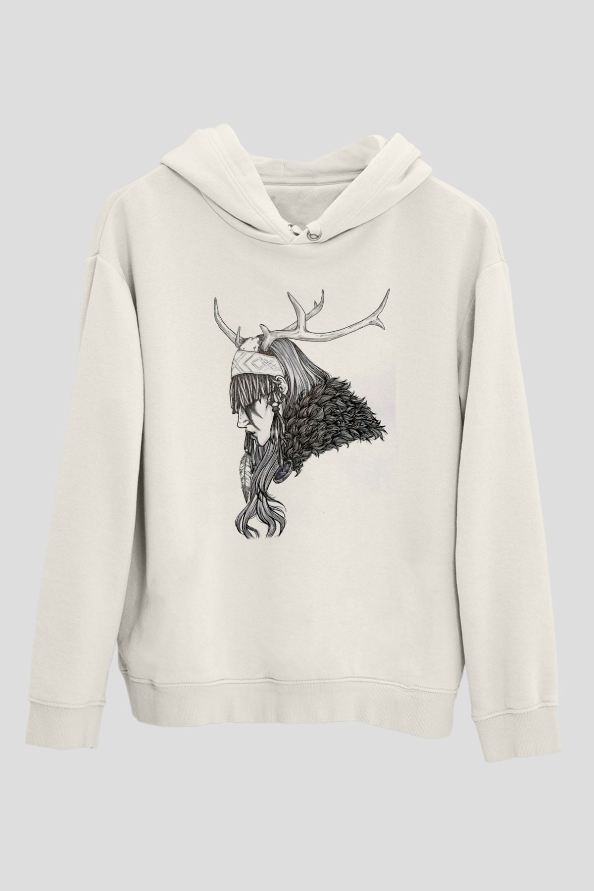Heilung Baskılı Beyaz Unisex Kapüşonlu Sweatshirt