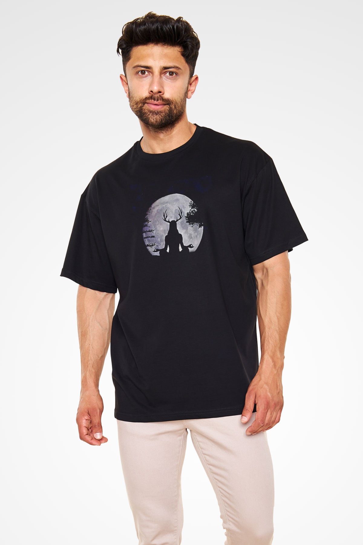 Heilung Baskılı Unisex Siyah Oversize Tişört - Tshirt