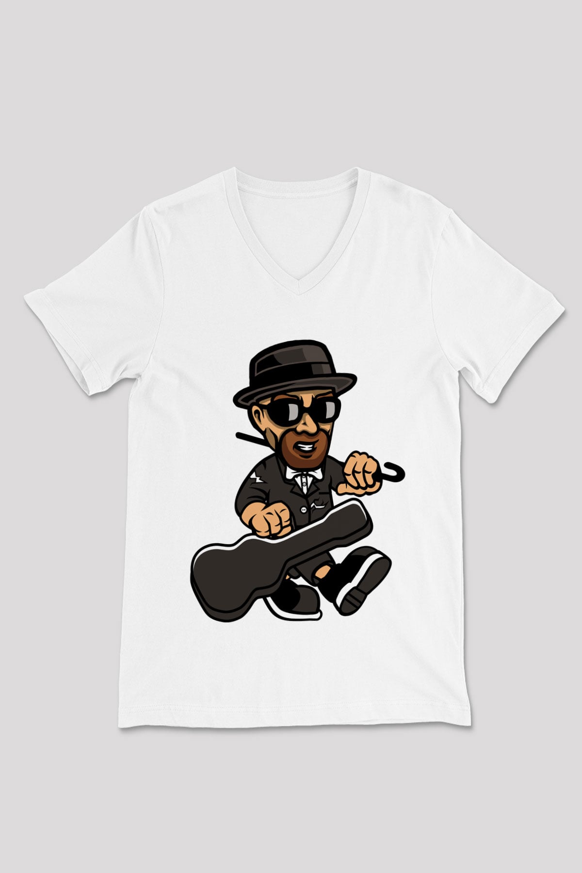 Heisenberg Gentleman Baskılı Unisex Beyaz V Yaka Tişört