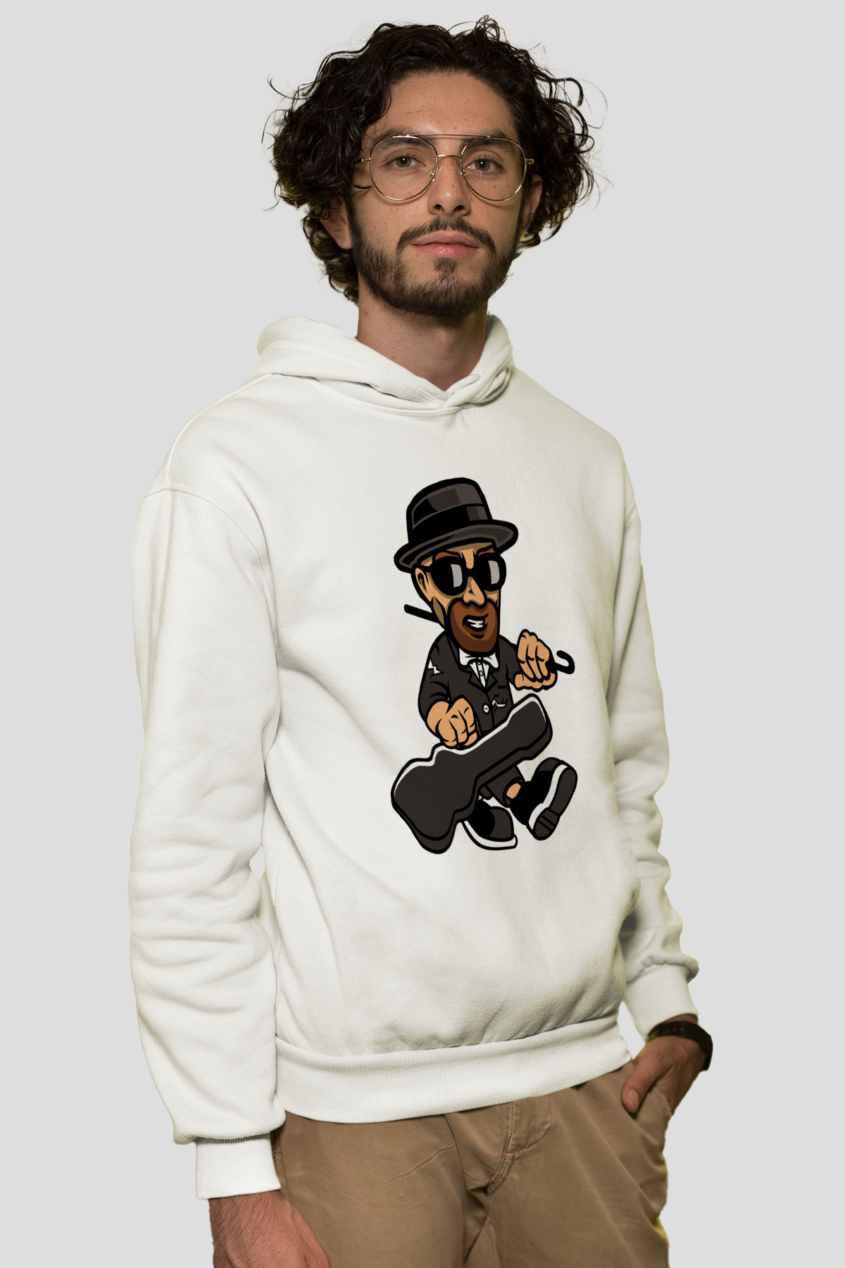 Heisenberg Gentleman Baskılı Unisex Beyaz Hoodie
