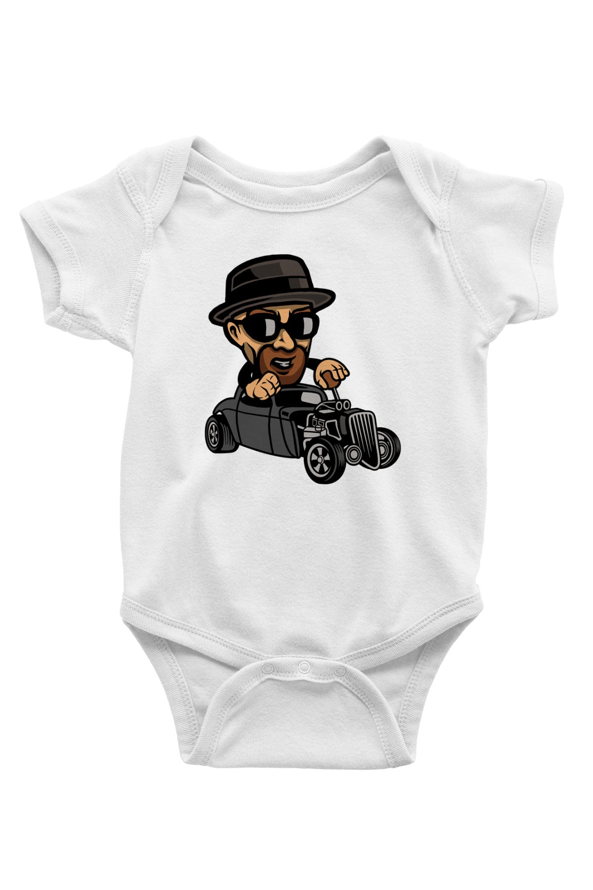 Heisenberg Hotrod Baskılı Unisex Beyaz Bebek Body - Zıbın