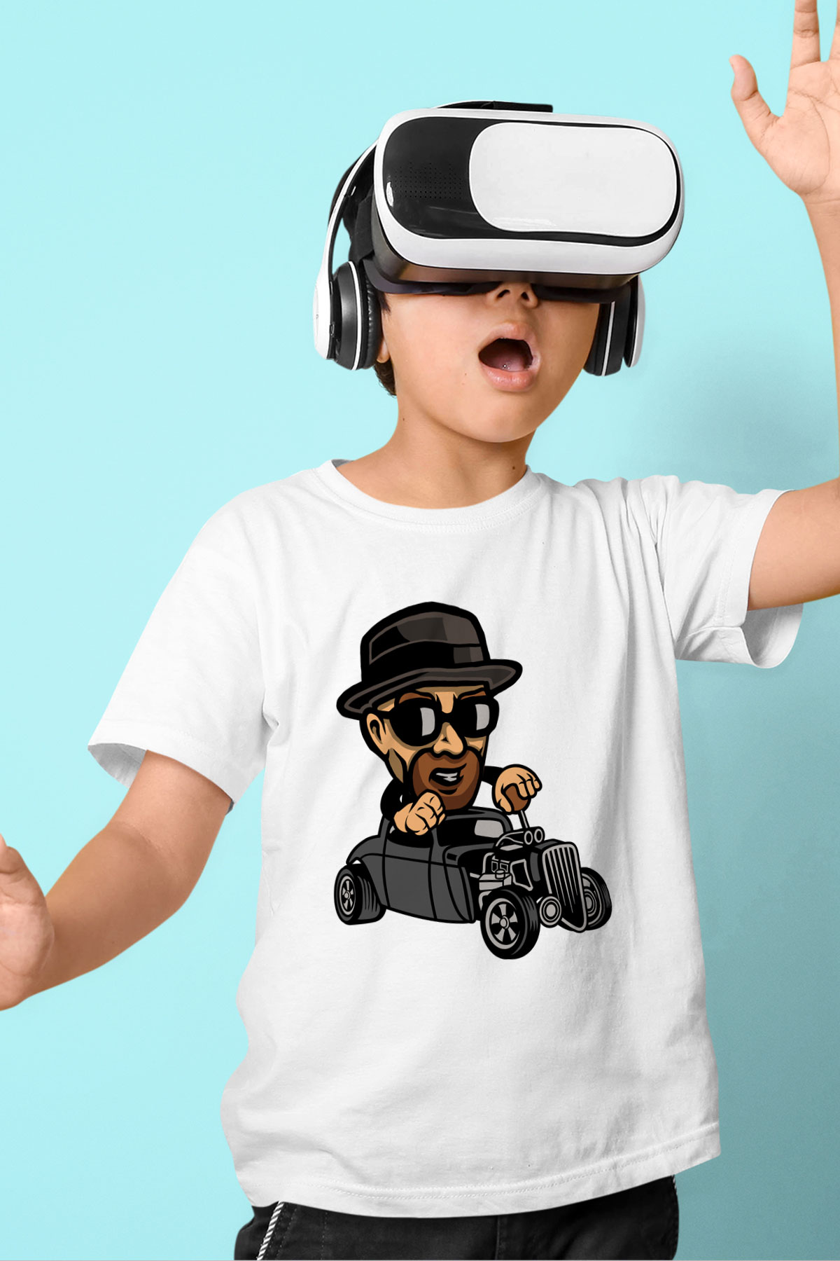 Heisenberg Hotrod Baskılı Unisex Beyaz Çocuk Tişört