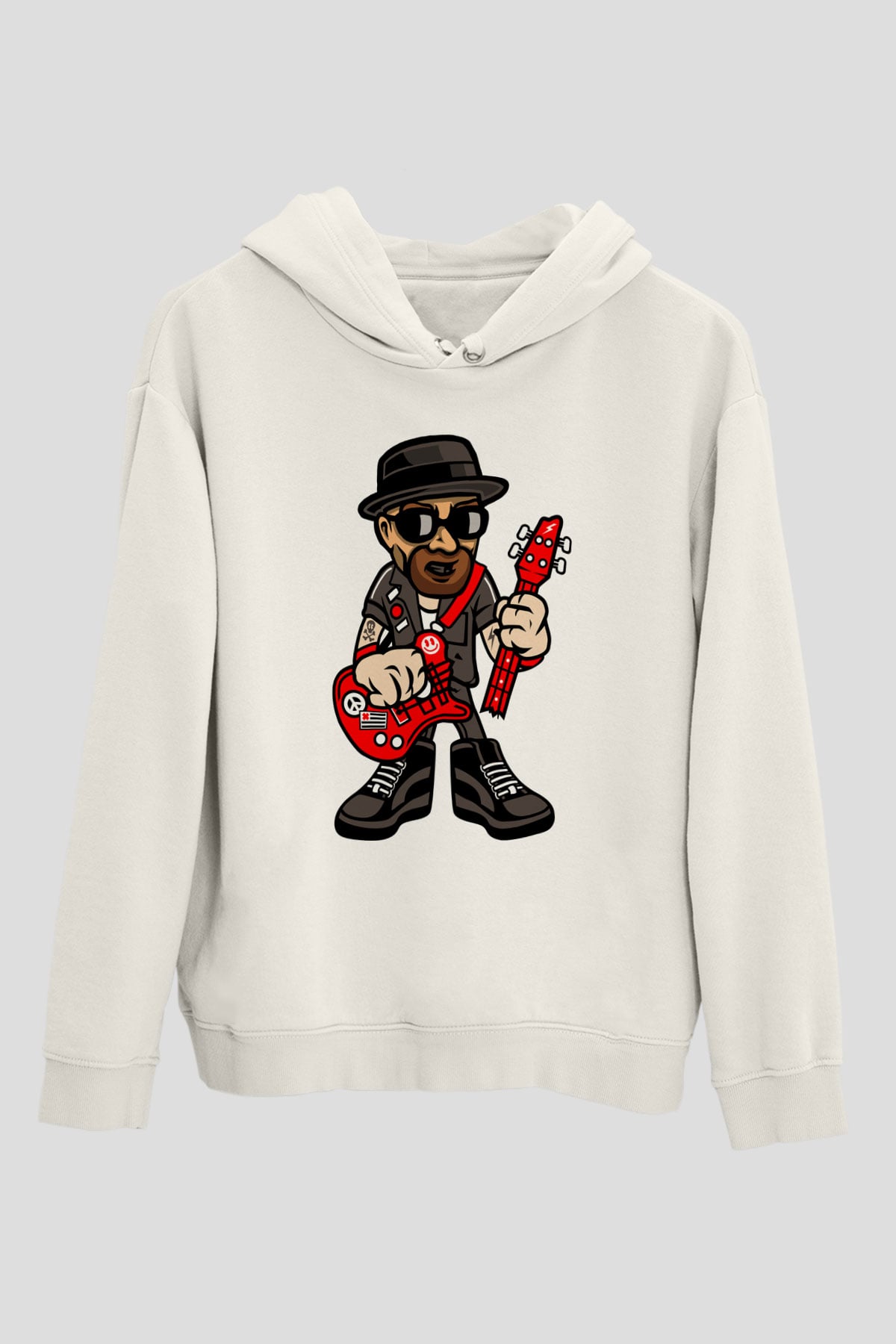 Heisenberg Rockstar Baskılı Unisex Beyaz Hoodie