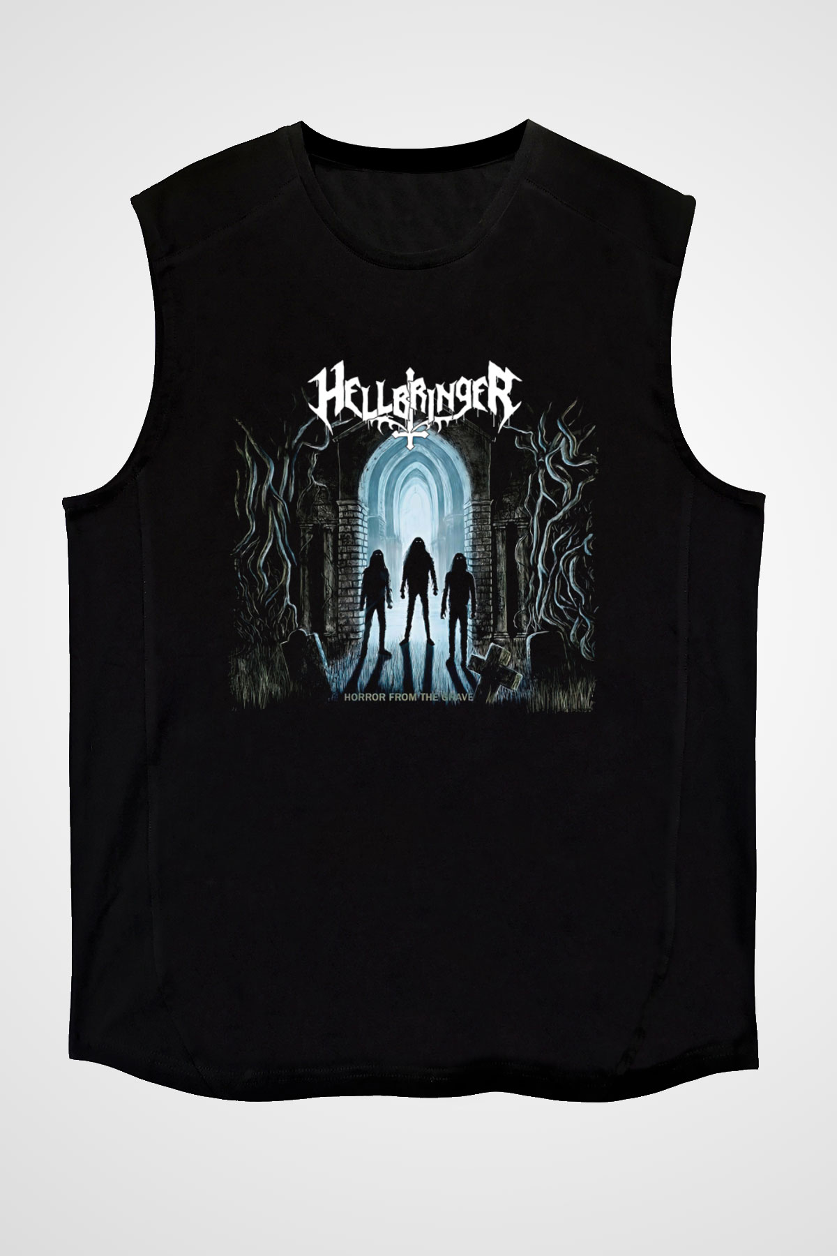 Hellbringer Baskılı Unisex Siyah Kolsuz Tişört - Tshirt