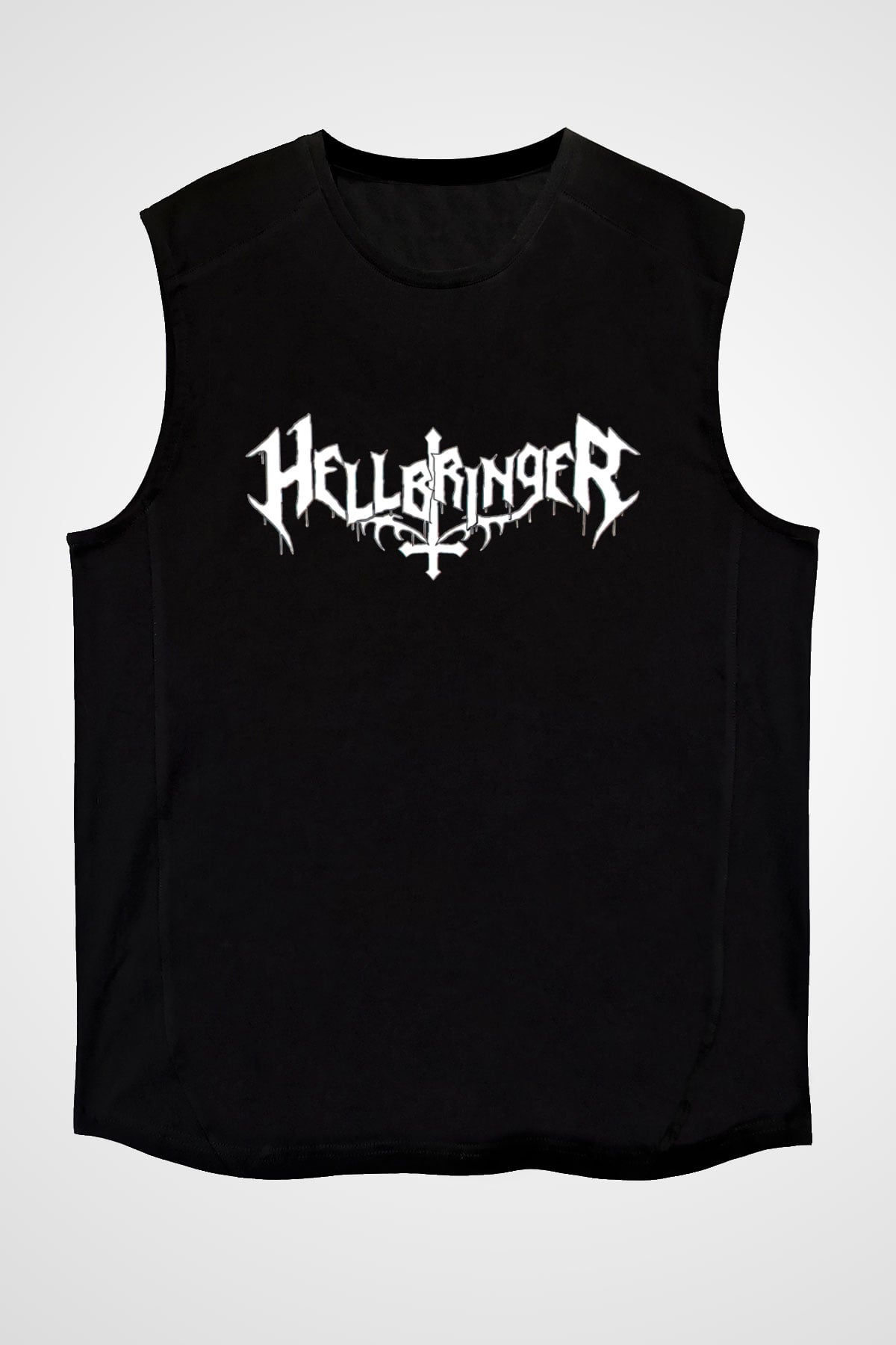 Hellbringer Baskılı Unisex Siyah Kolsuz Tişört - Tshirt