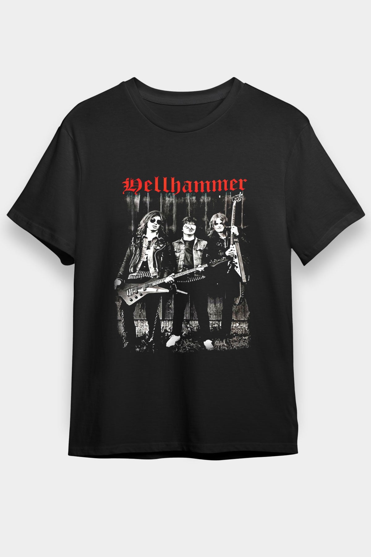 Hellhammer Baskılı Unisex Siyah Tişört