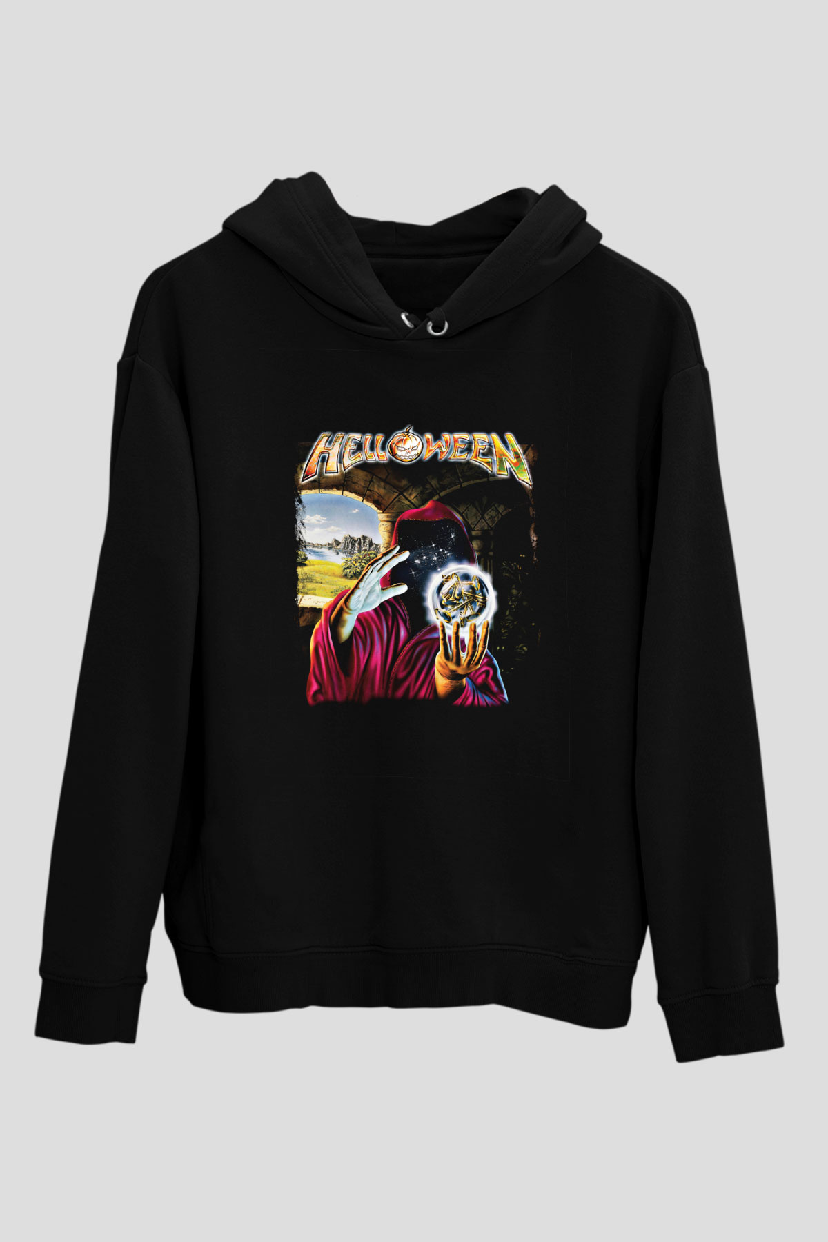 Helloween Baskılı Unisex Siyah Hoodie