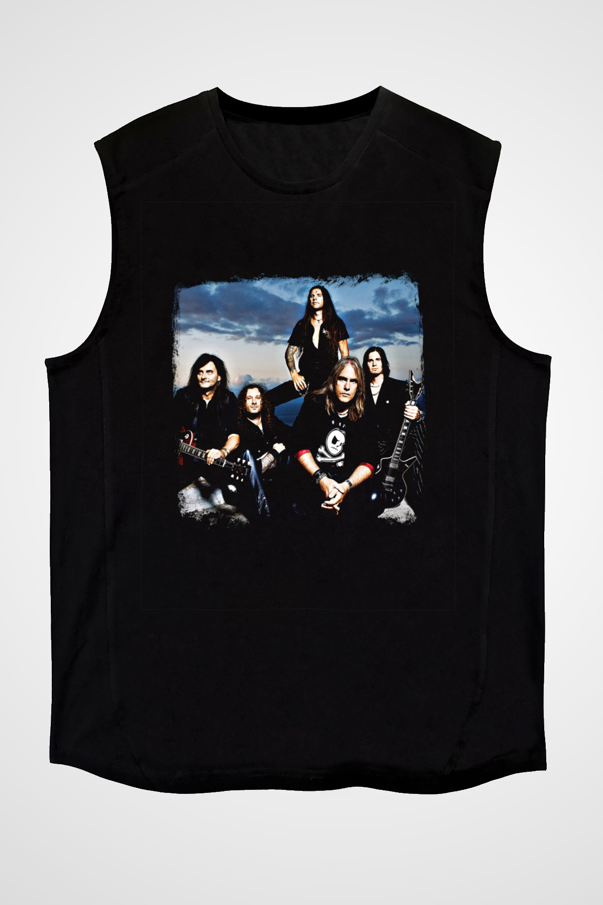 Helloween Baskılı Unisex Siyah Kolsuz Tişört