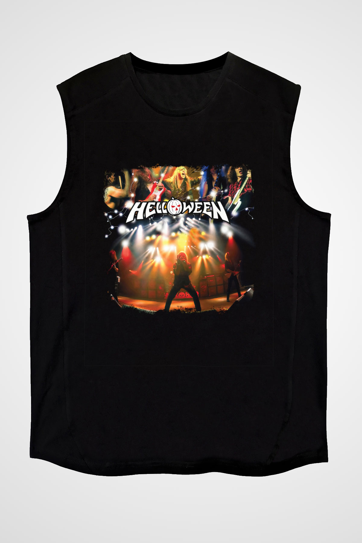Helloween Baskılı Unisex Siyah Kolsuz Tişört
