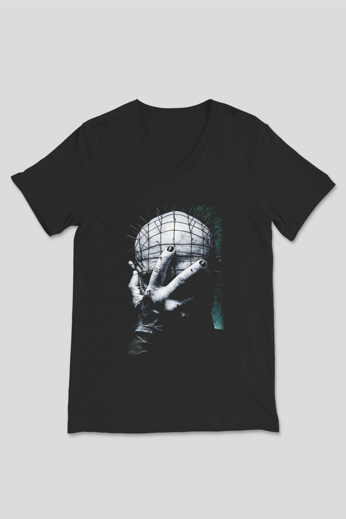 Hellraiser Siyah Unisex V Yaka Tişört T-Shirt