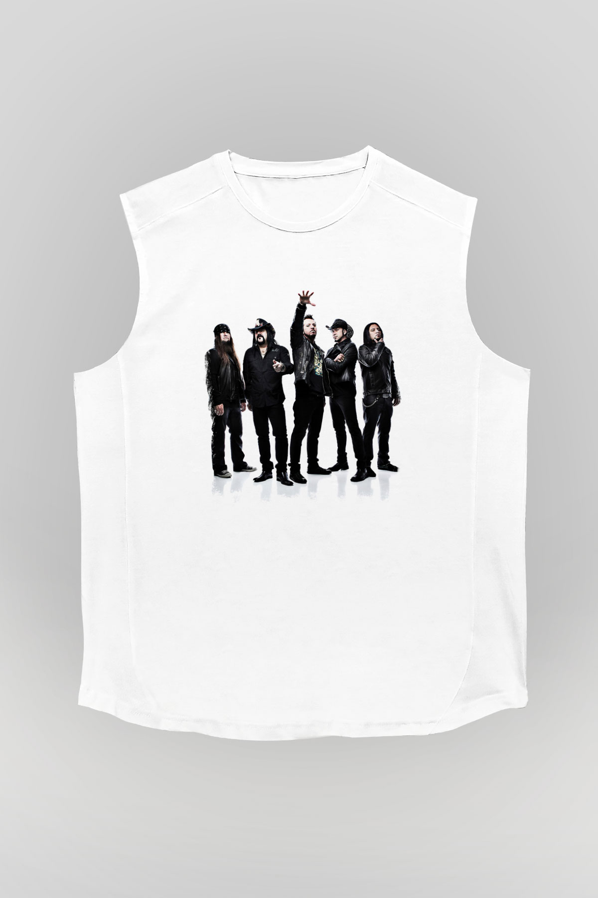 Hellyeah Baskılı Unisex Beyaz Kolsuz Tişört