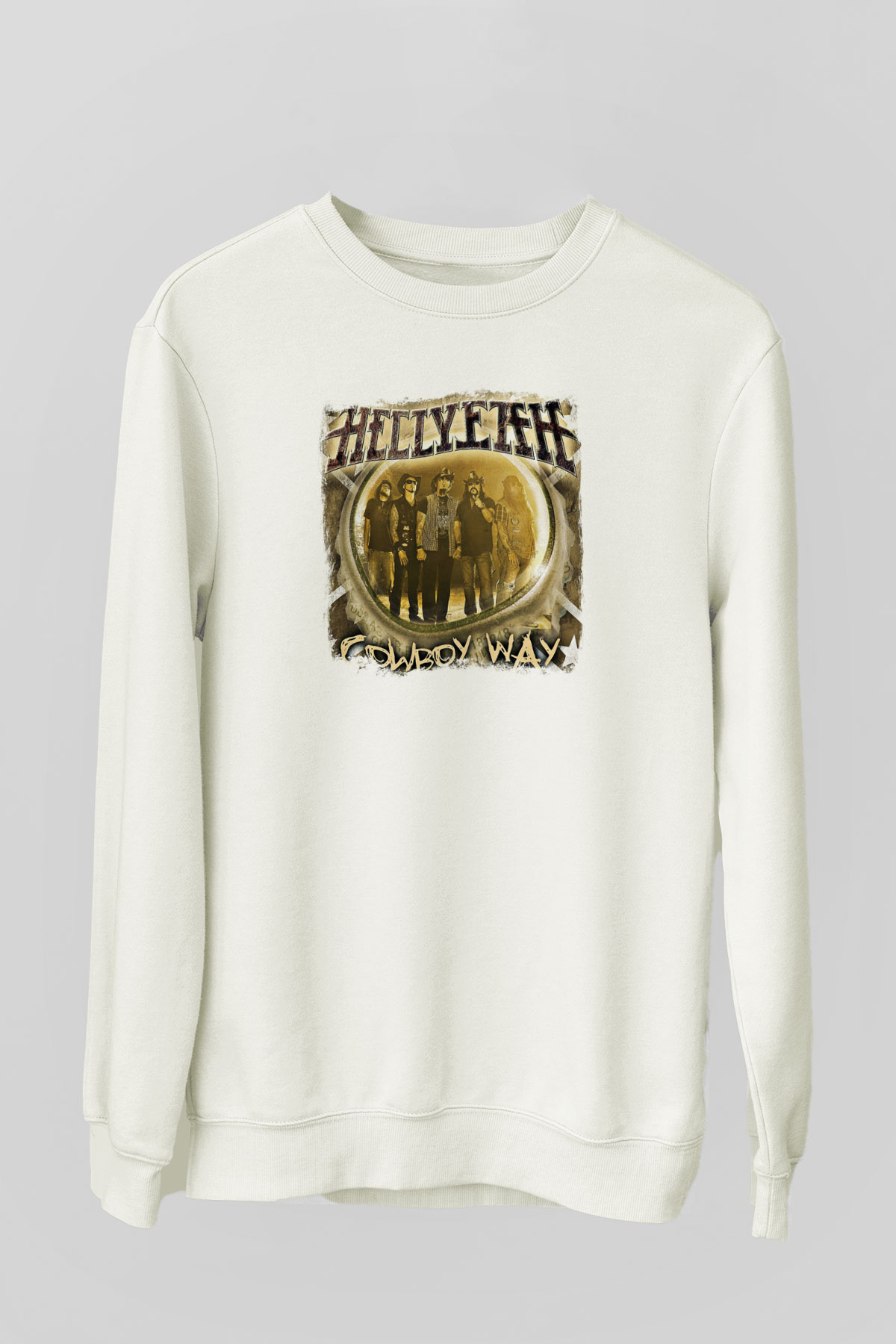 Hellyeah Baskılı Unisex Beyaz Sweatshirt