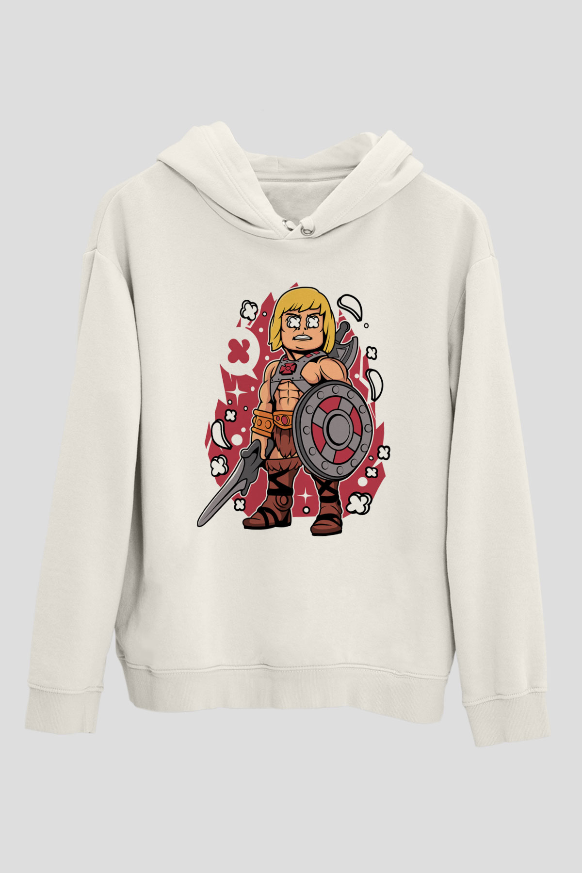 Heman Baskılı Unisex Beyaz Hoodie